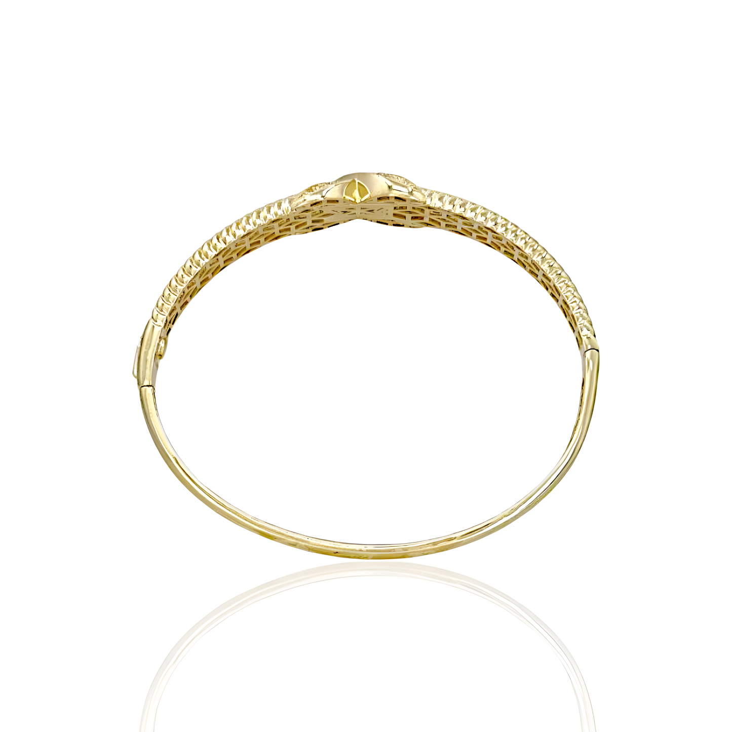 14K Gold Shell Shape Bangel with Stones
