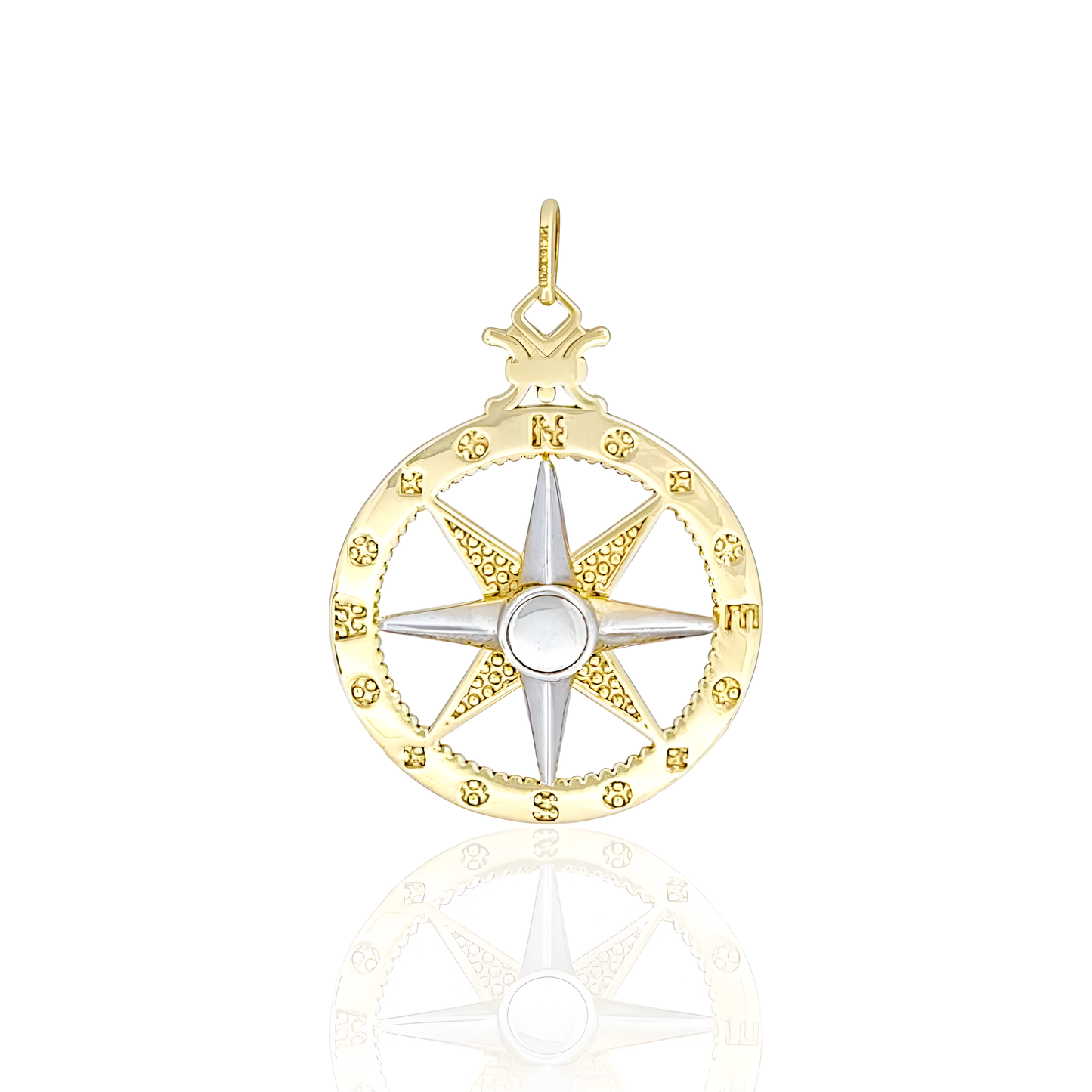 14K Gold Compass Rose Pendant