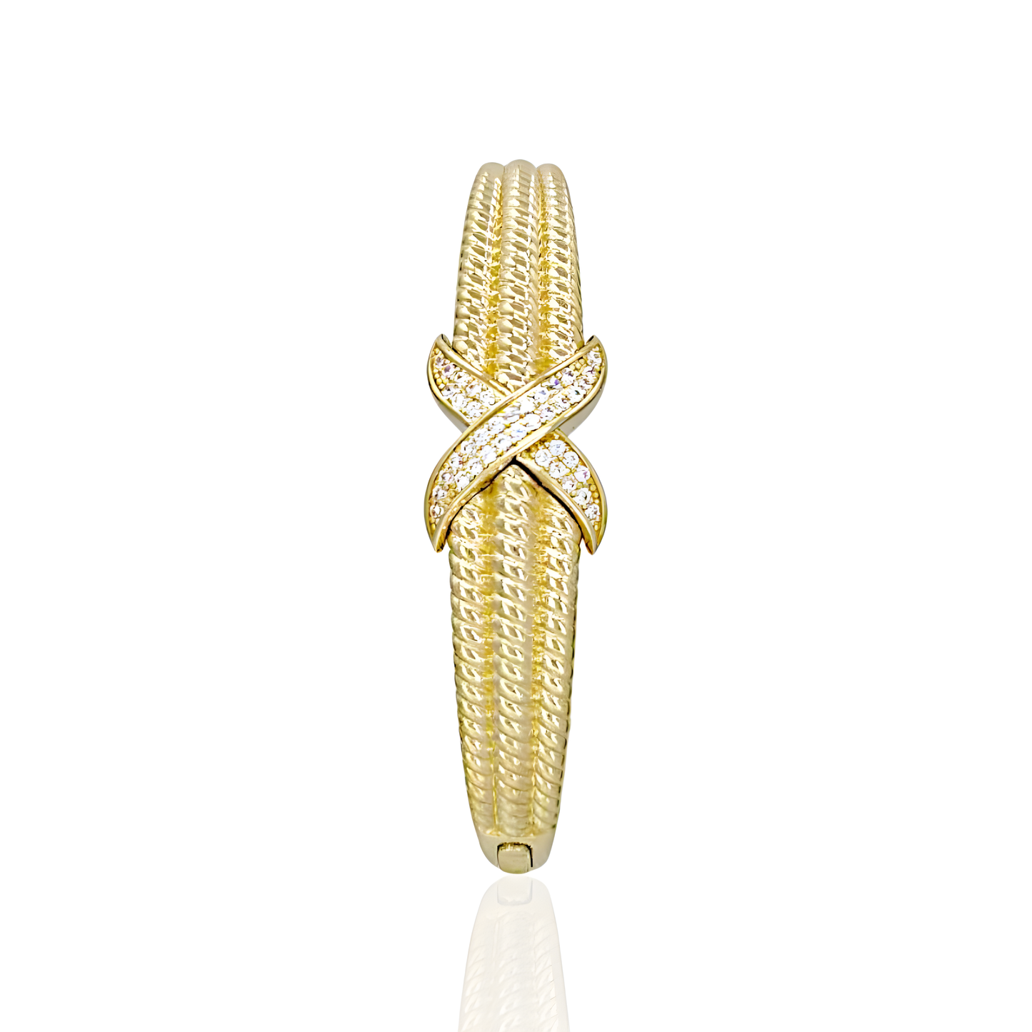 14K Gold Shell Shape Bangel with Stones