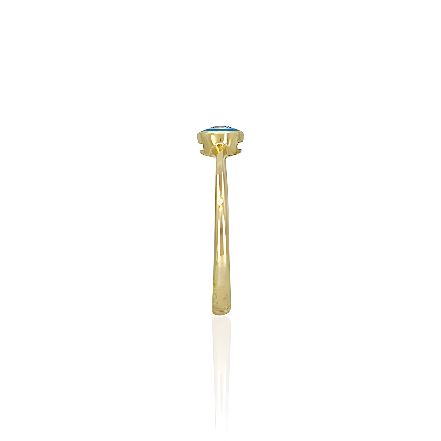 14K Gold Ring with Blue Enamel