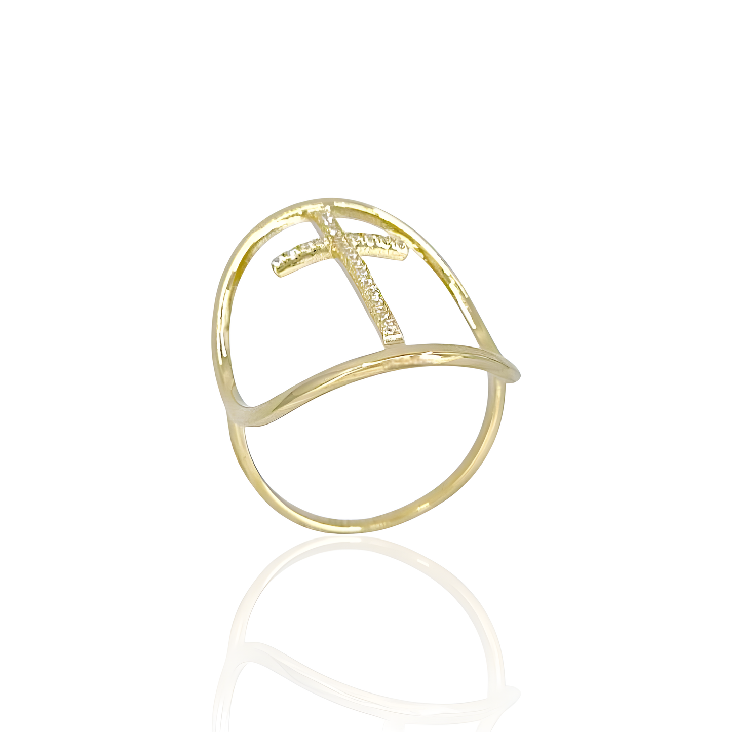 14K Gold Cross Ring