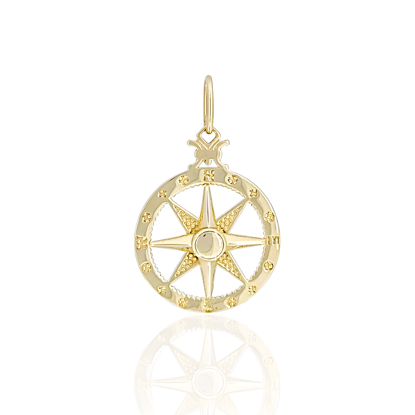 14K Gold Compass Rose Pendant