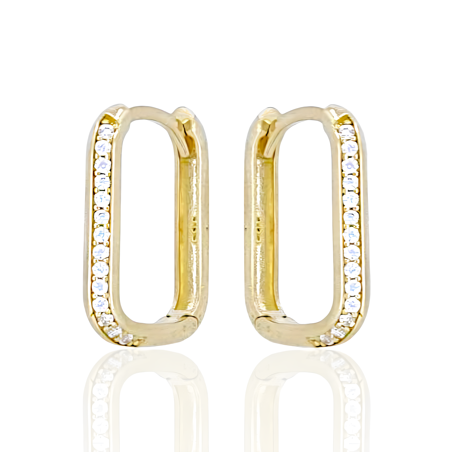 14K Huggie Hoop Earrings with Cubic Zirconia