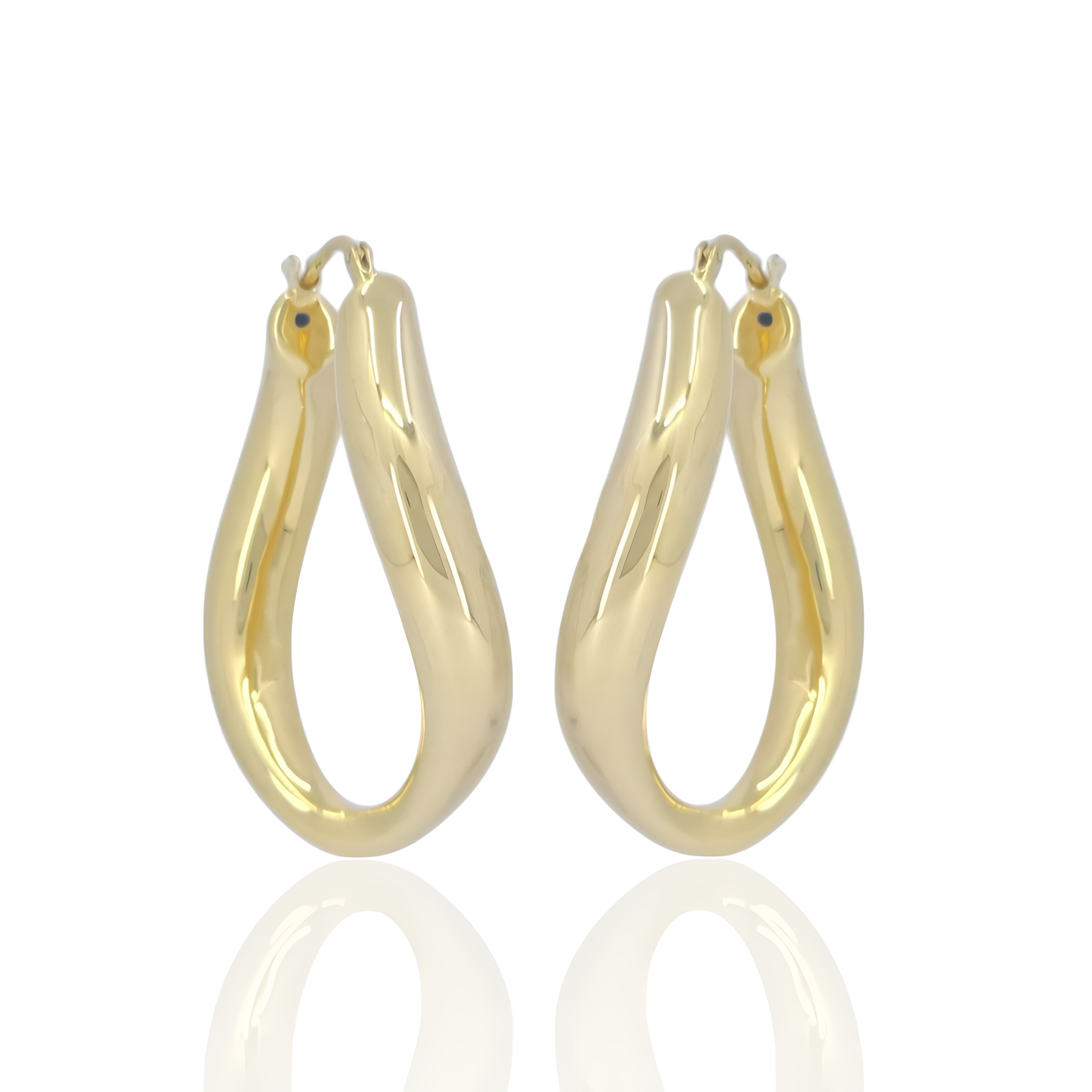 18K Gold Twisted Oval Earrings
