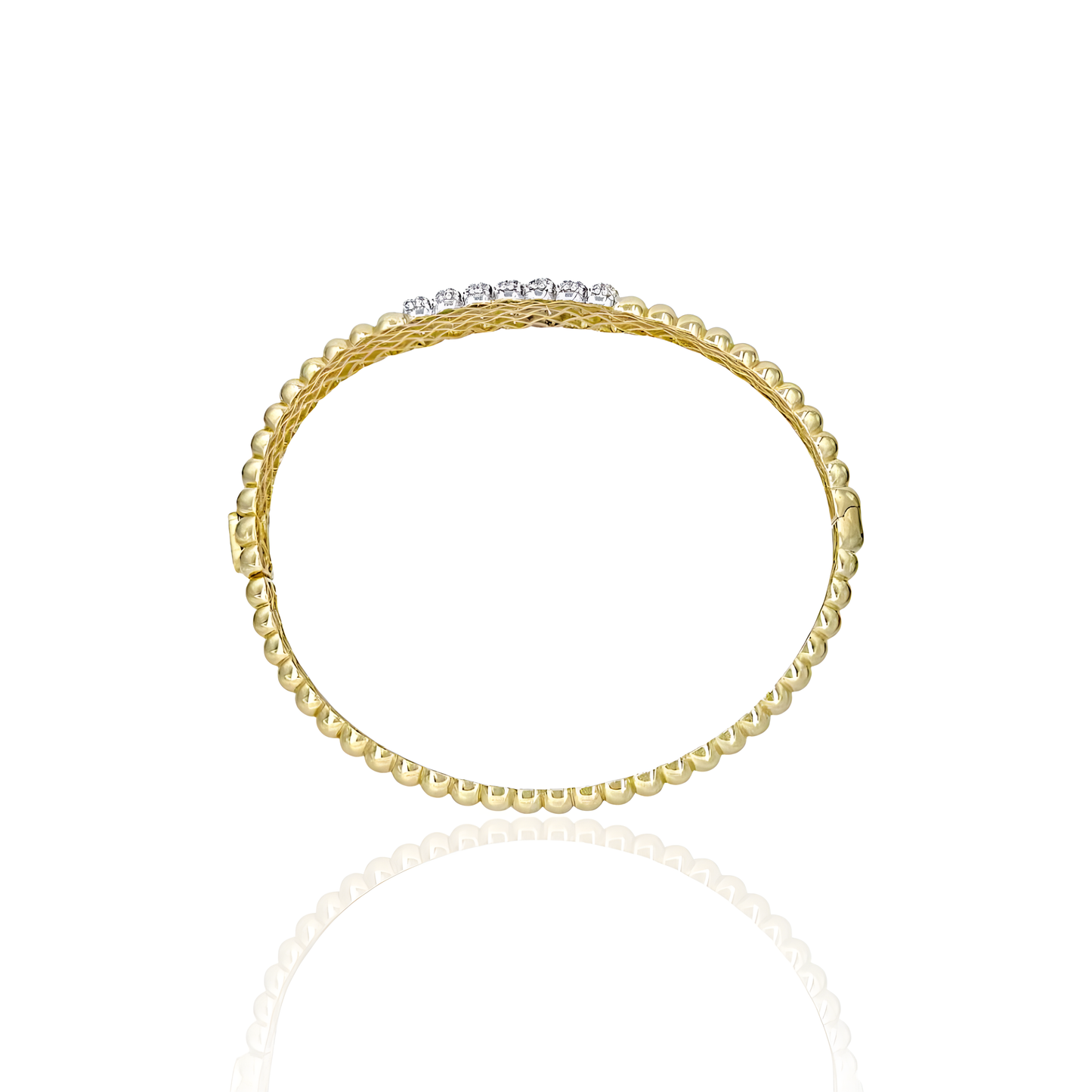14K Gold Shell Shape Bangel with Stones