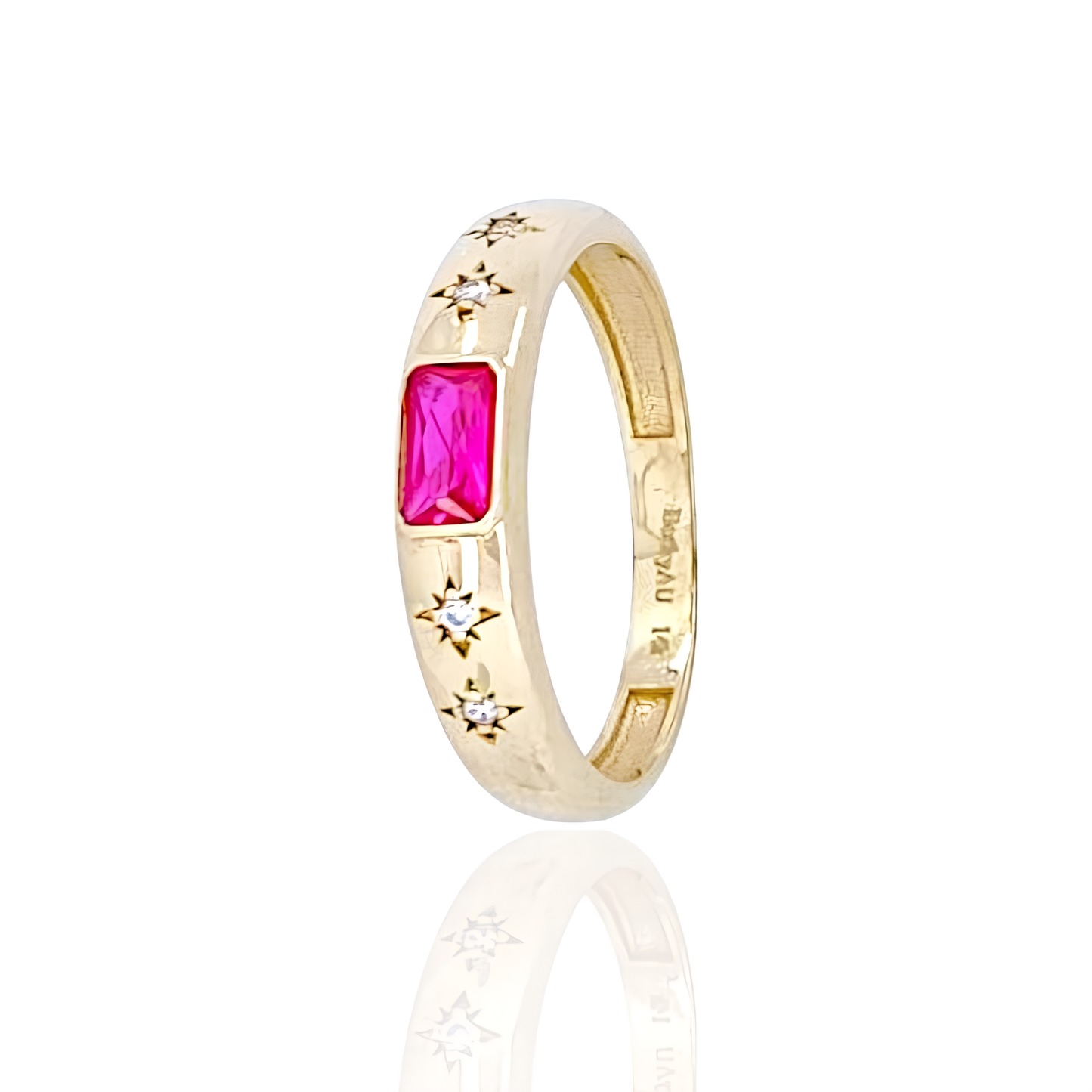 14K Gold Ring with Square shape Stones