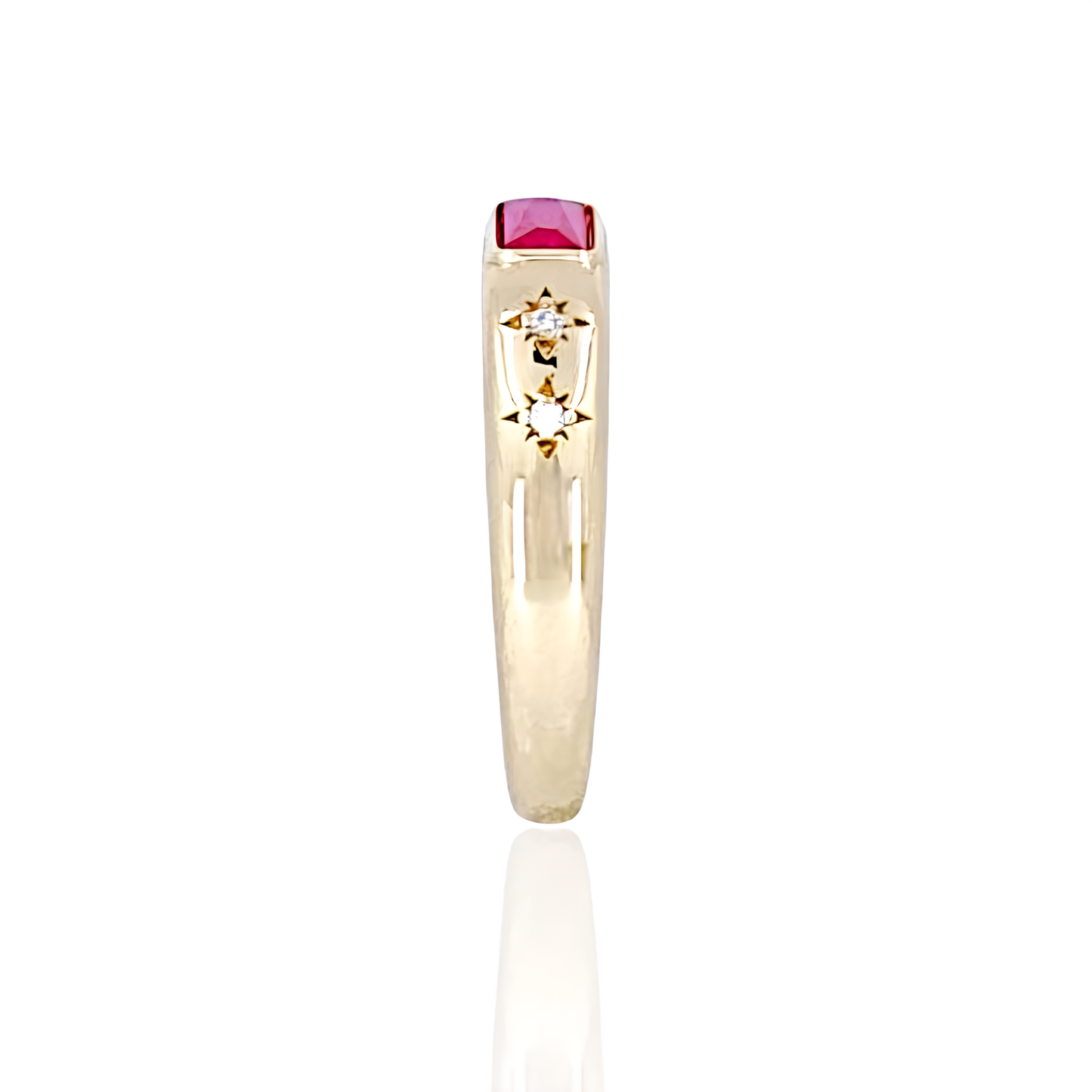 14K Gold Ring with Square shape Stones