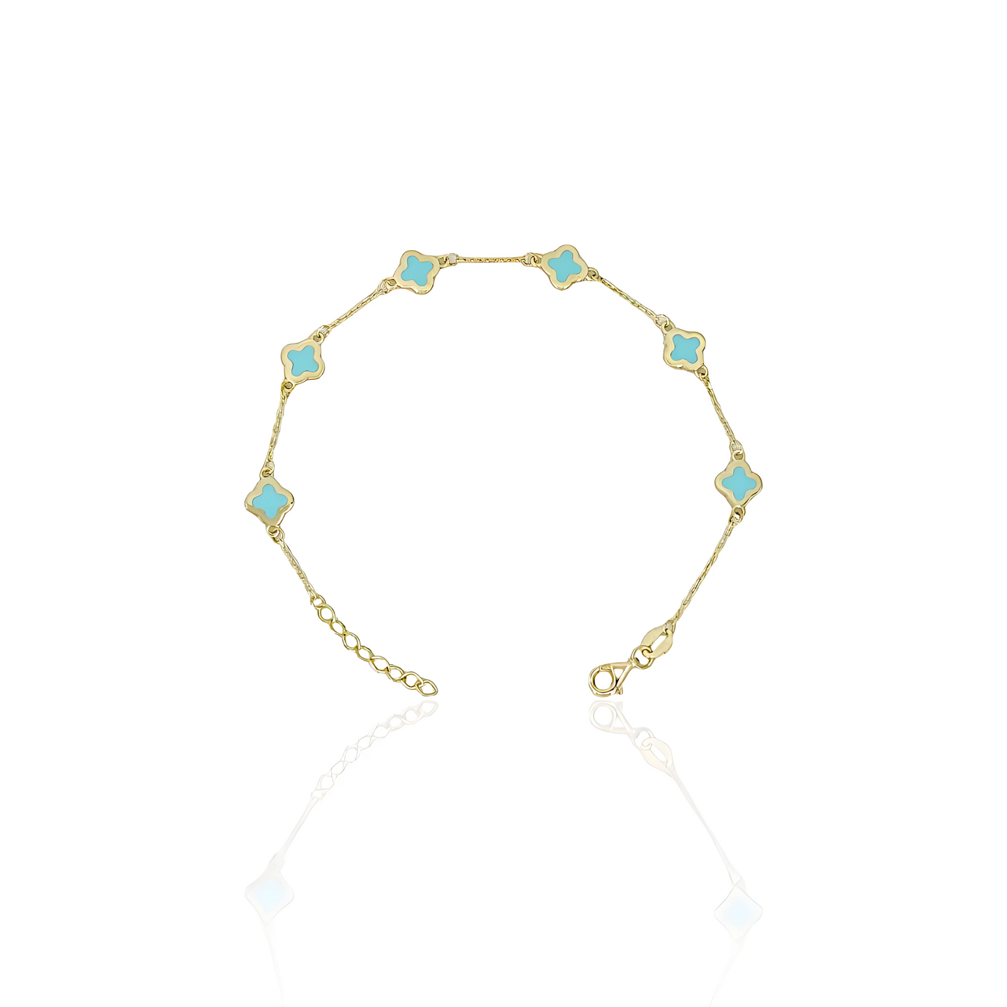 14K Gold Enamel Flower Bracelet