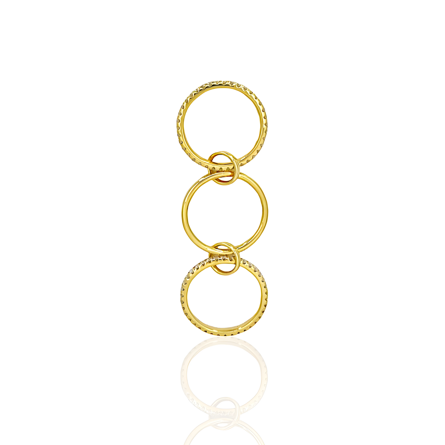 18K Gold Triple Ring with Natural Diamonds
