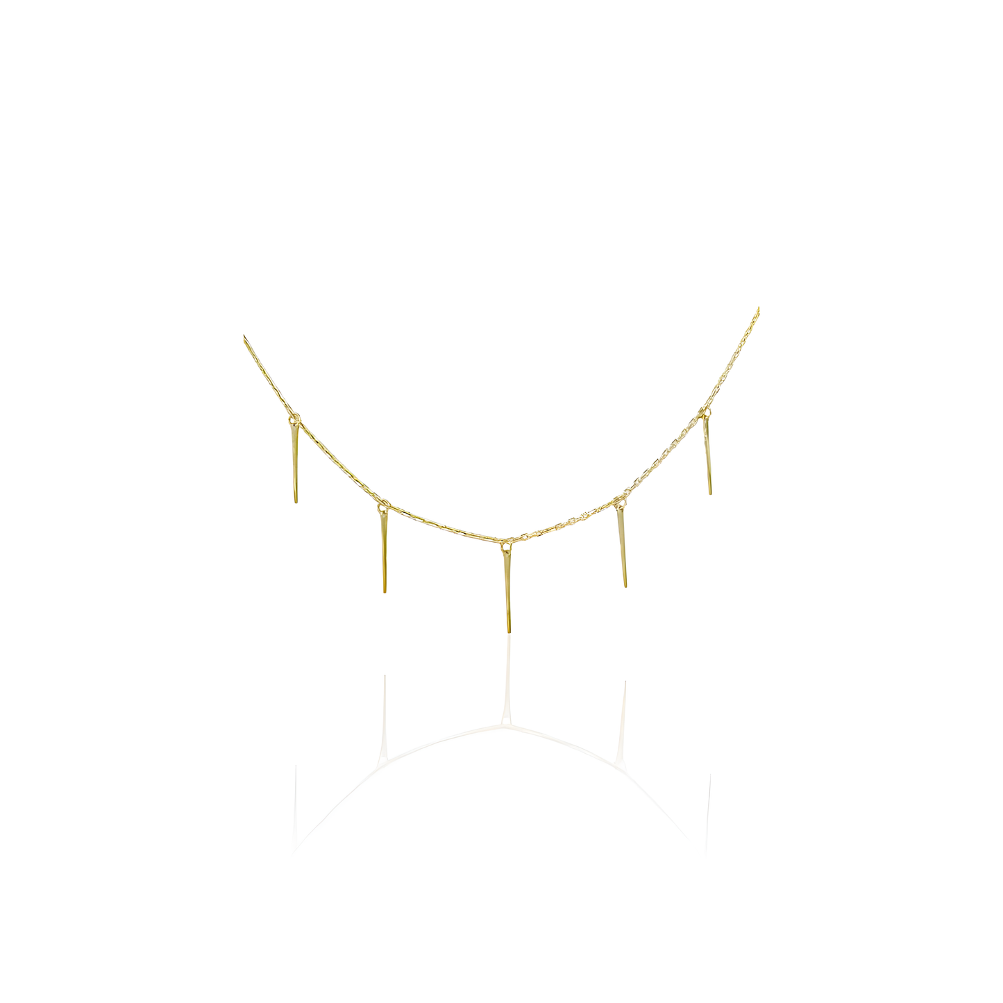 14K Gold Flat Needles Necklace