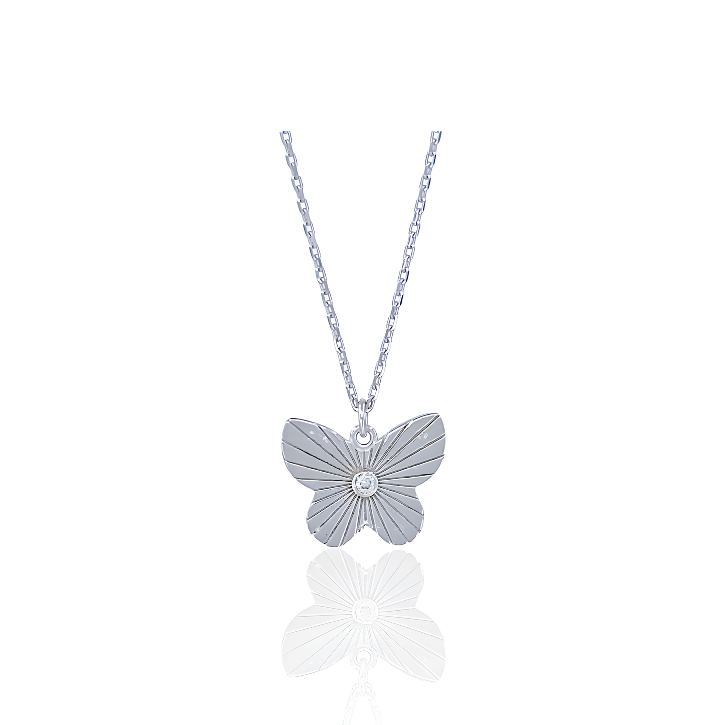 14K Gold Butterfly Necklace with Natural Diamond