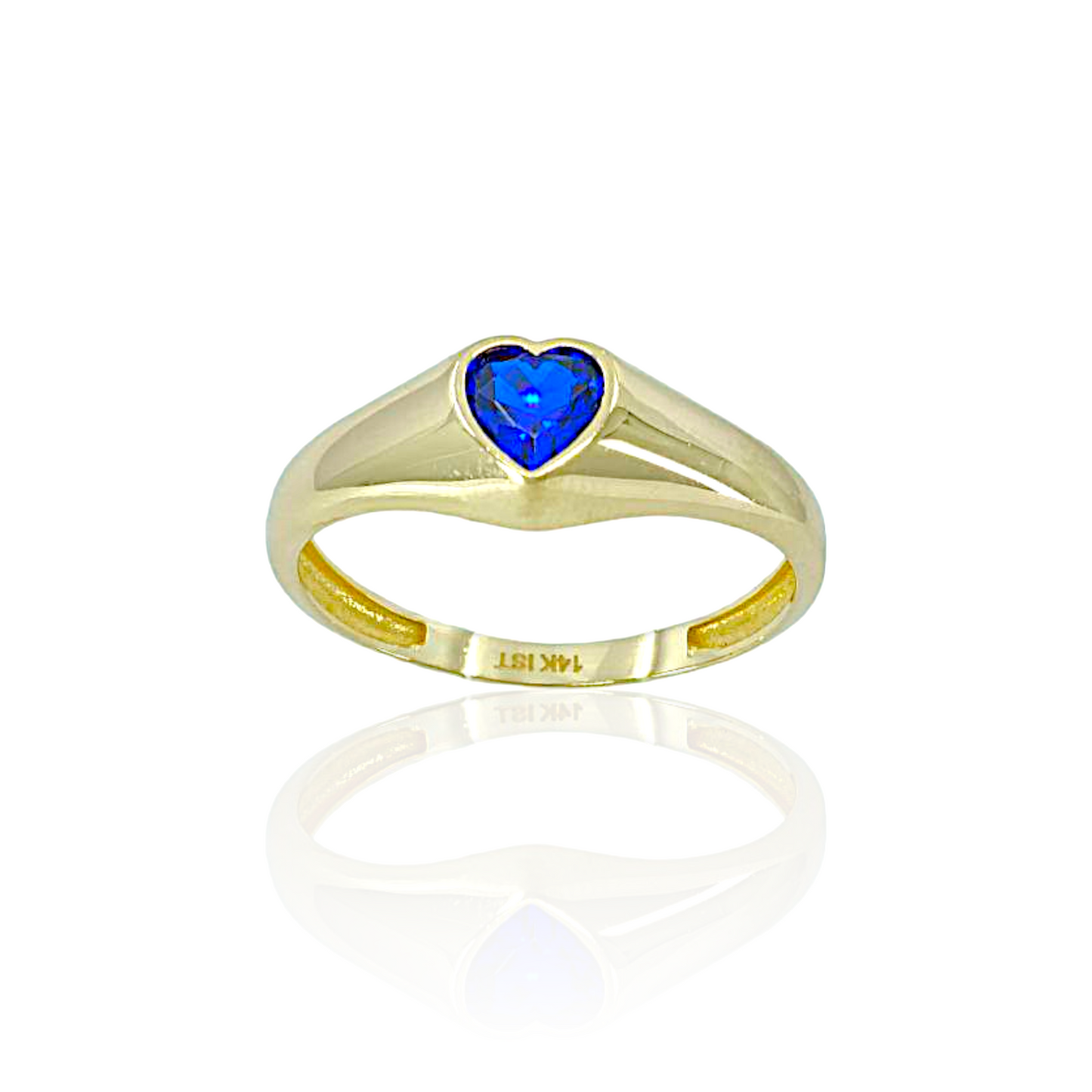 14K Gold Ring with Blue Heart Topaz