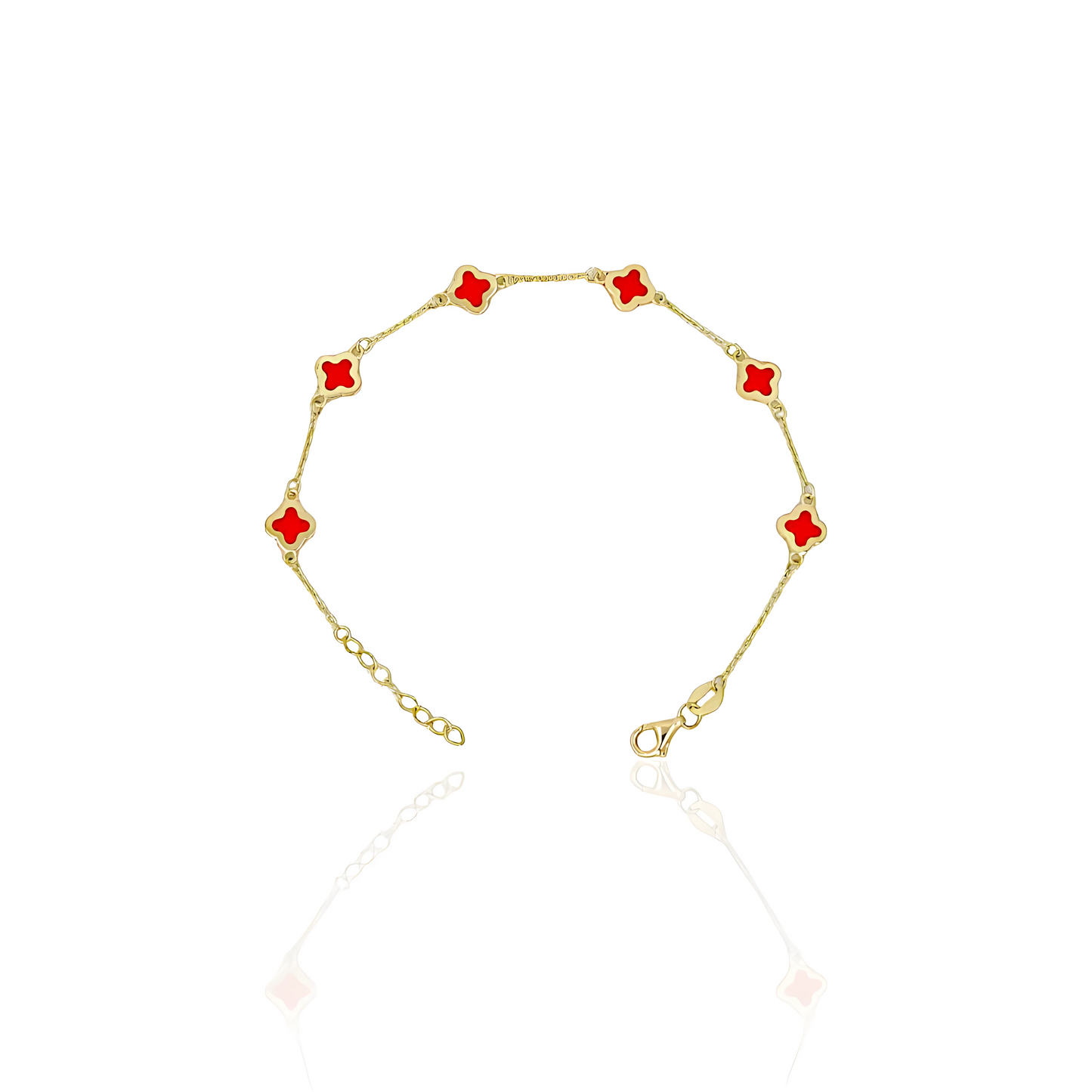 14K Gold Enamel Flower Bracelet
