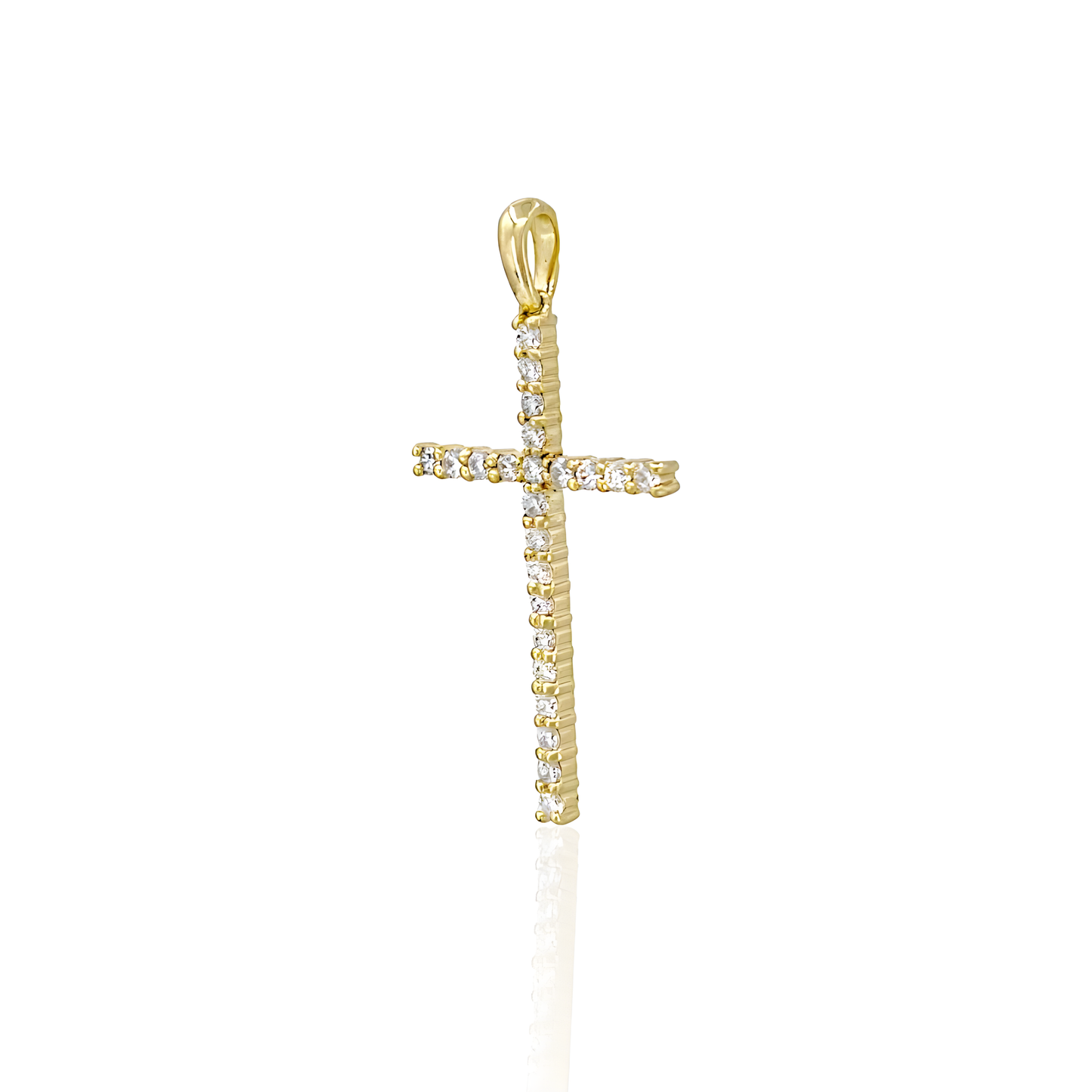 14K Gold Cross With Natural Diamonds
