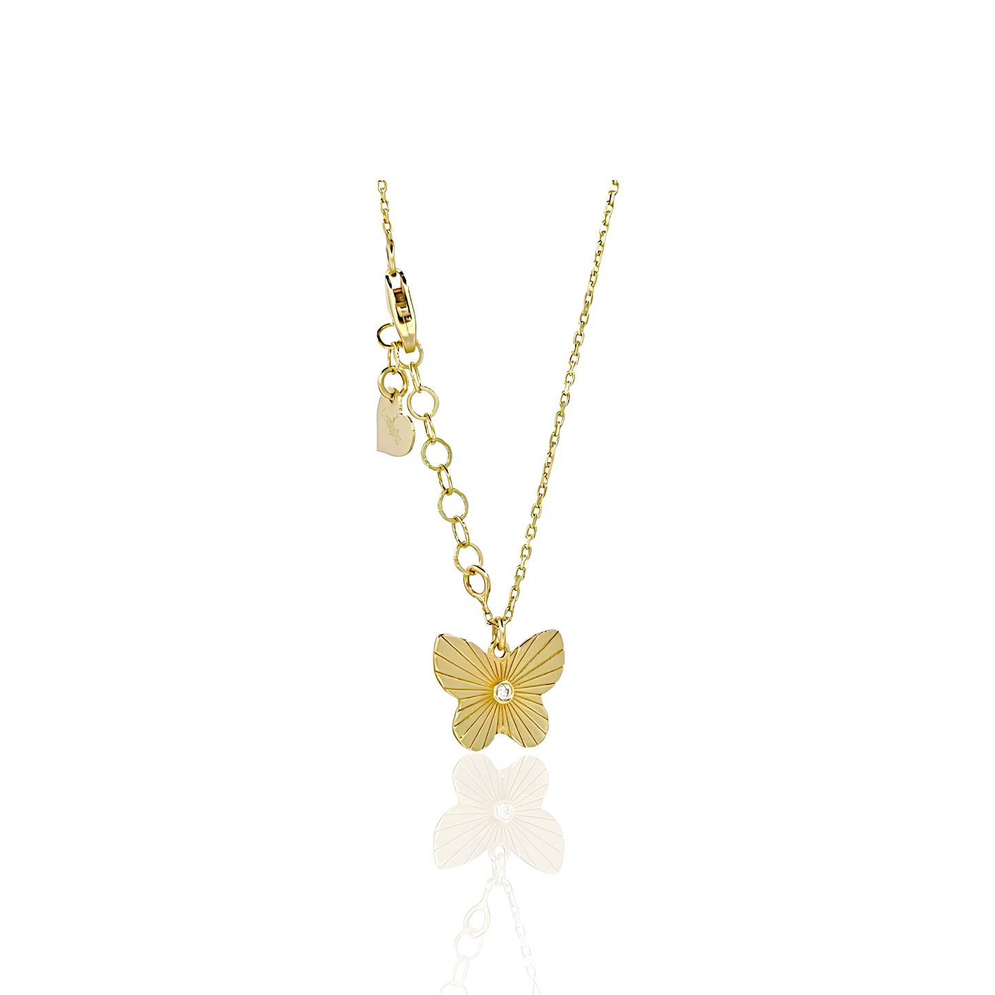 14K Gold Butterfly Necklace with Natural Diamond