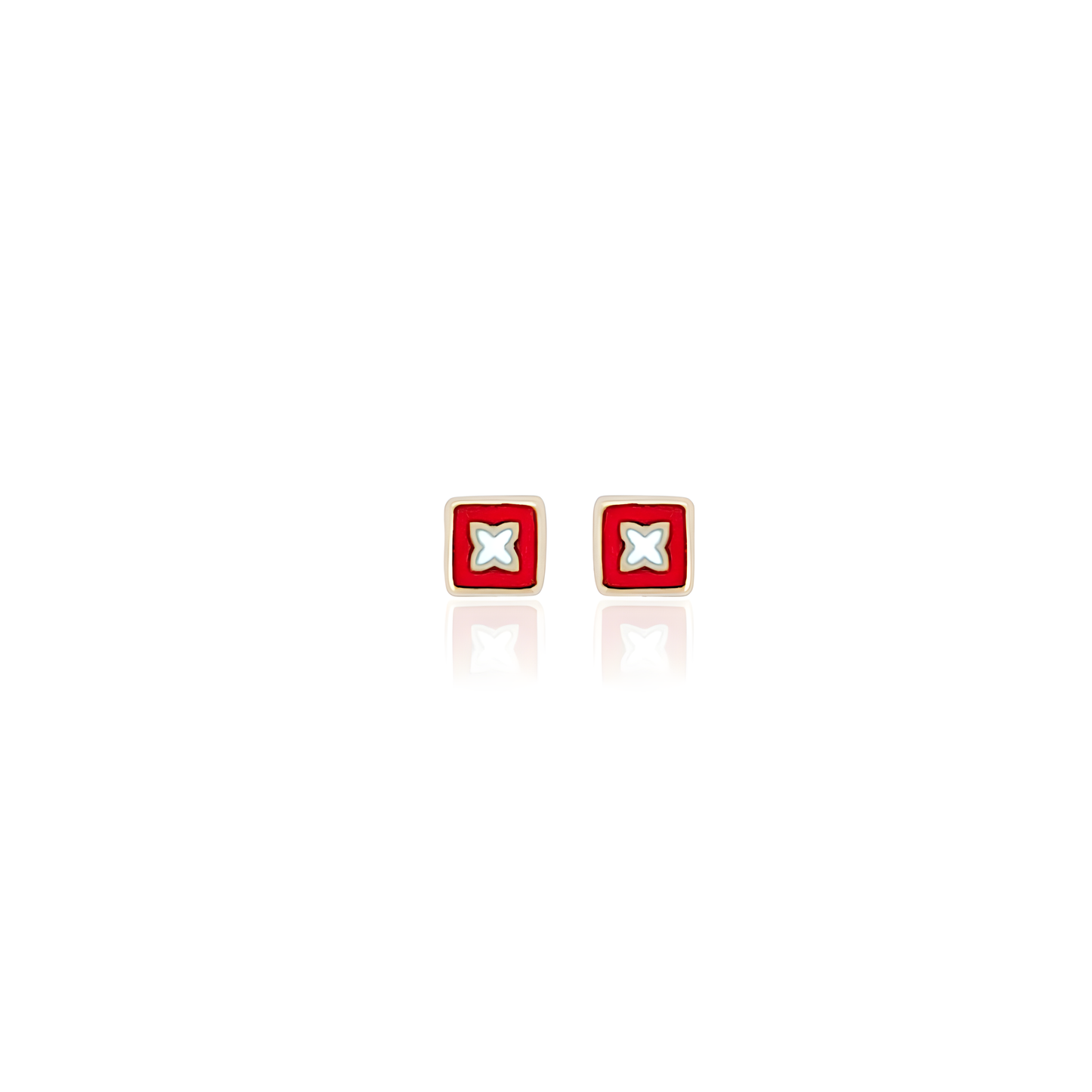 14K Gold Enamel Stud Earrings
