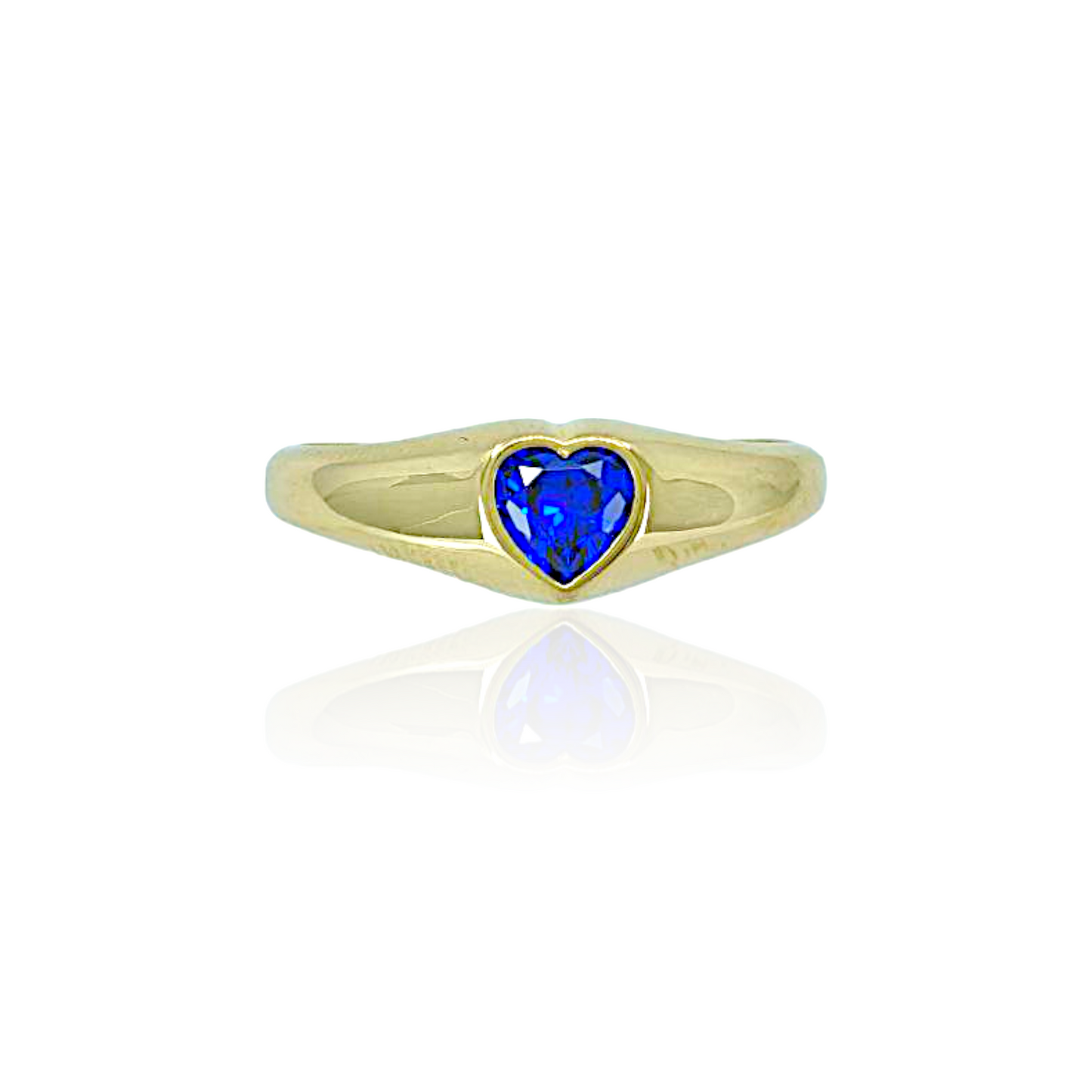 14K Gold Ring with Blue Heart Topaz