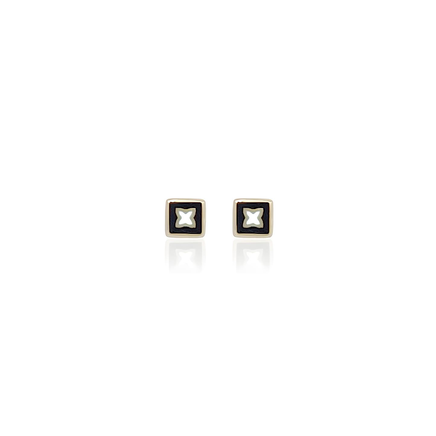 14K Gold Enamel Stud Earrings