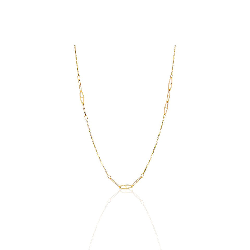 14K Gold Accented Oval Paper Clip Necklace