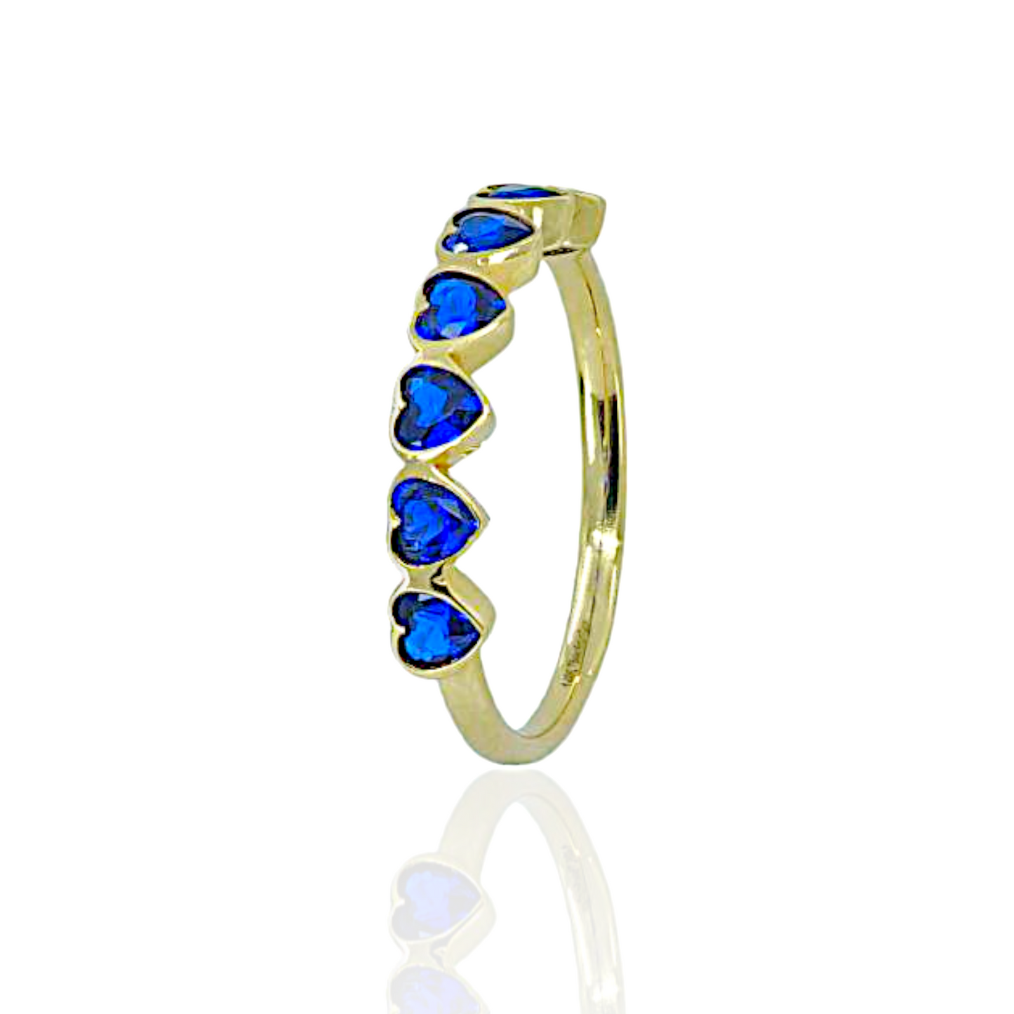 14K Gold Ring with Pretty Heart Stones