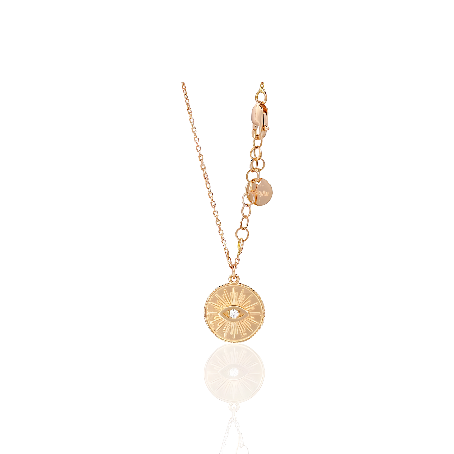 14K Gold Evil Eye Necklace with Natural Diamond