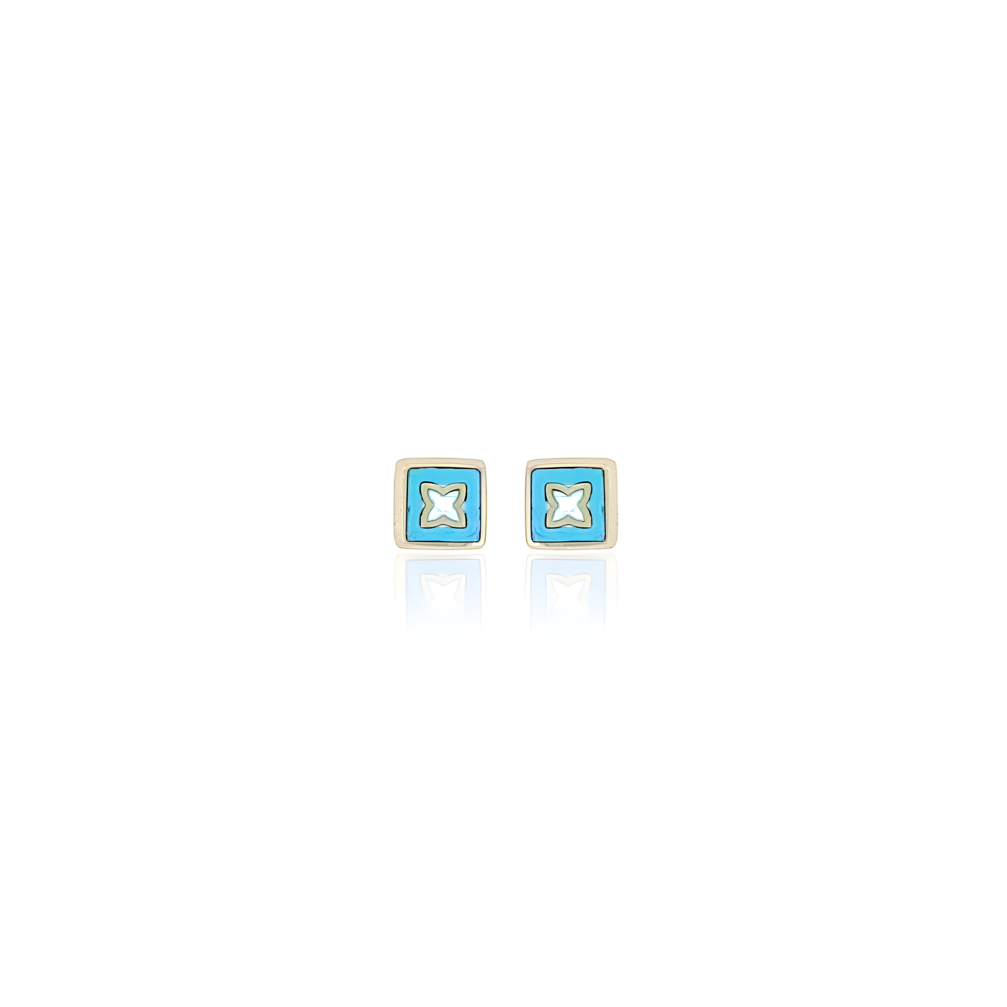 14K Gold Enamel Stud Earrings