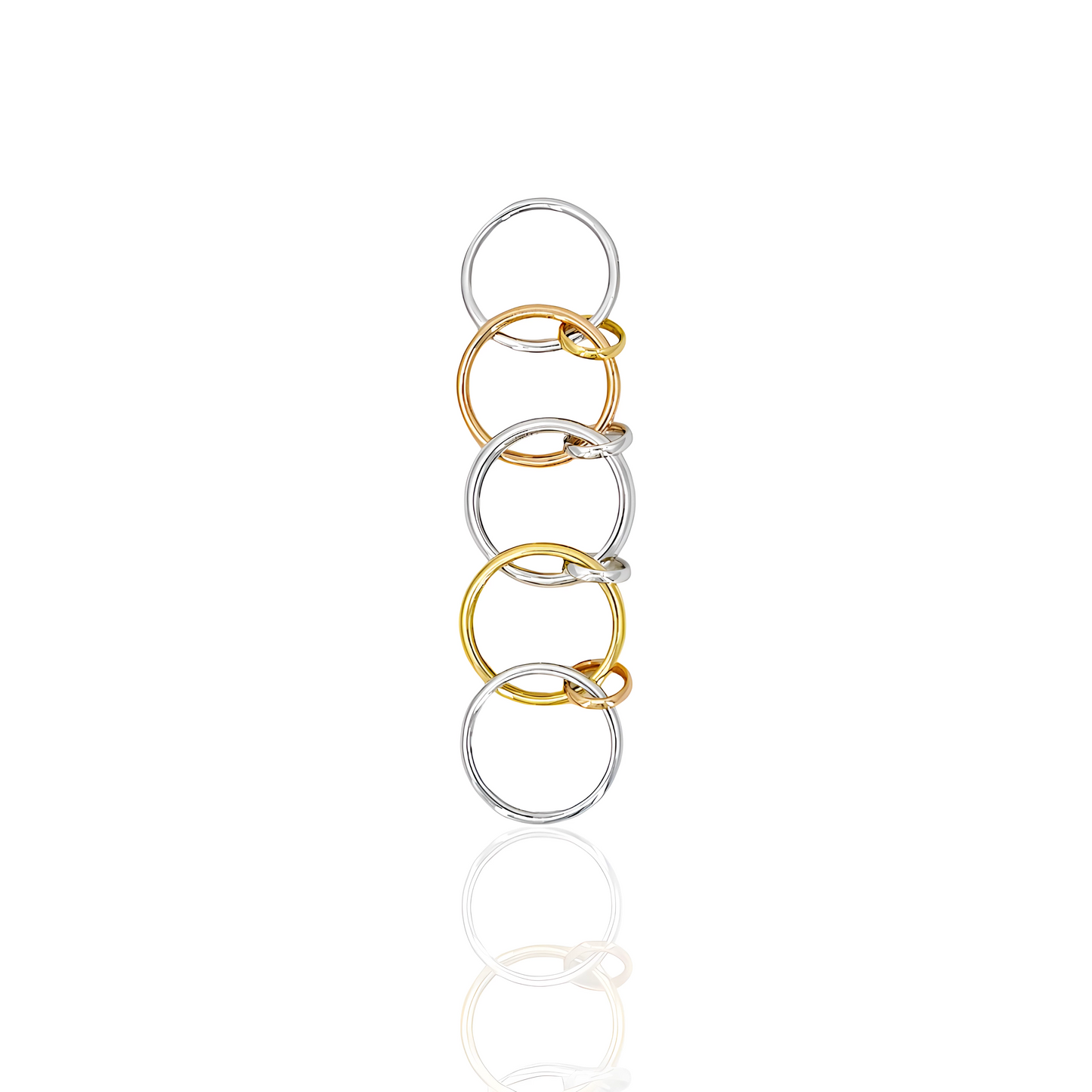 18K Mix Color Gold Quintuple Ring