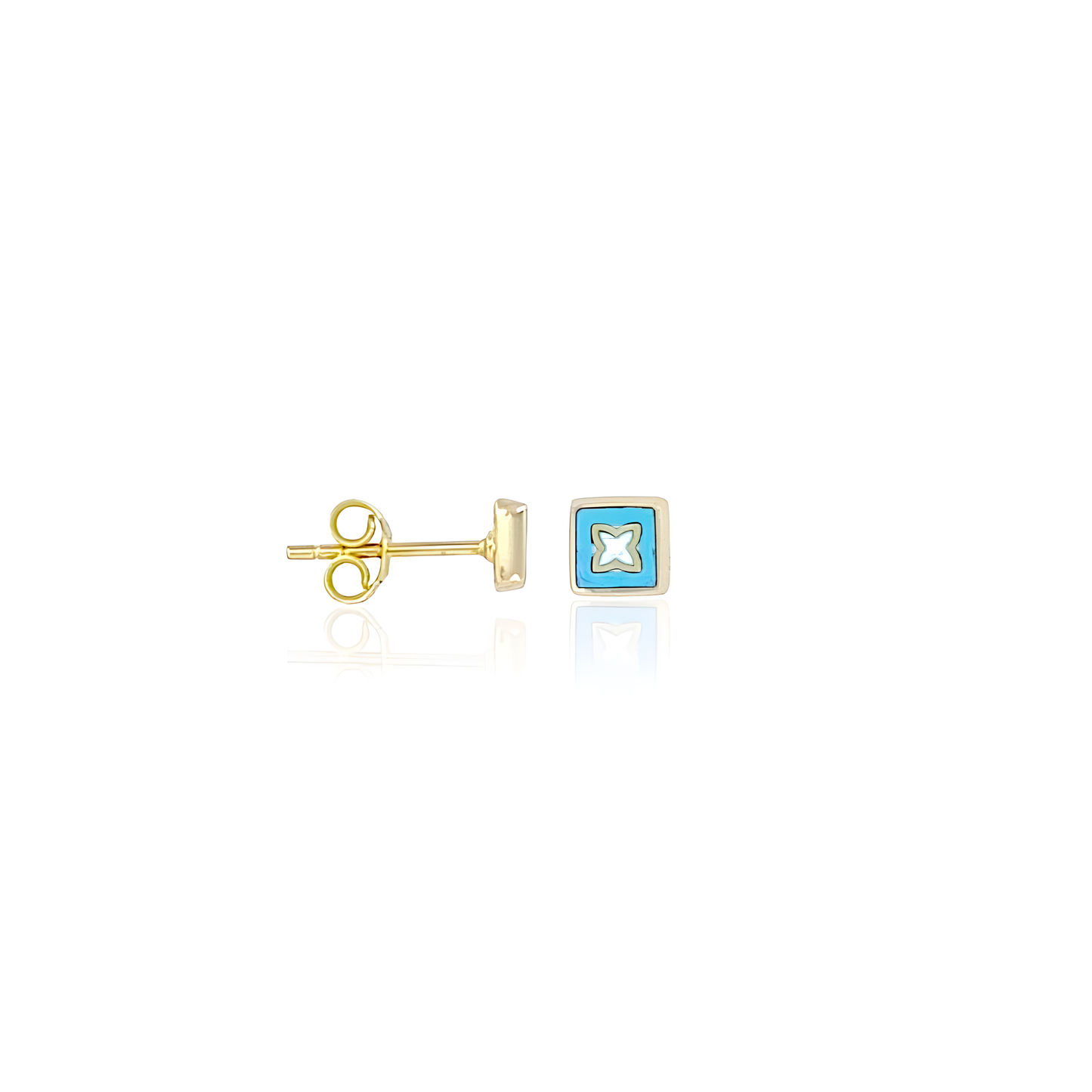 14K Gold Enamel Stud Earrings