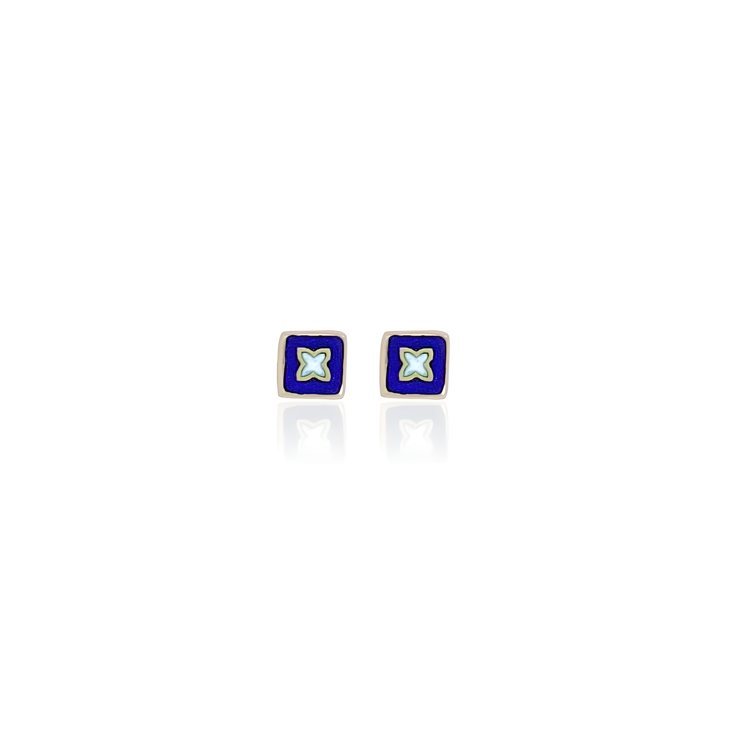 14K Gold Enamel Stud Earrings