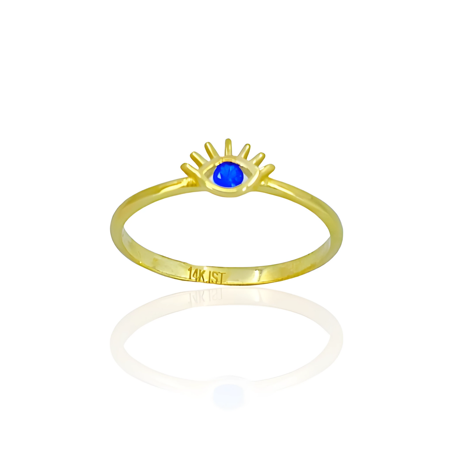 14k Solid Gold Evil Eye Ring with Colored Topaz