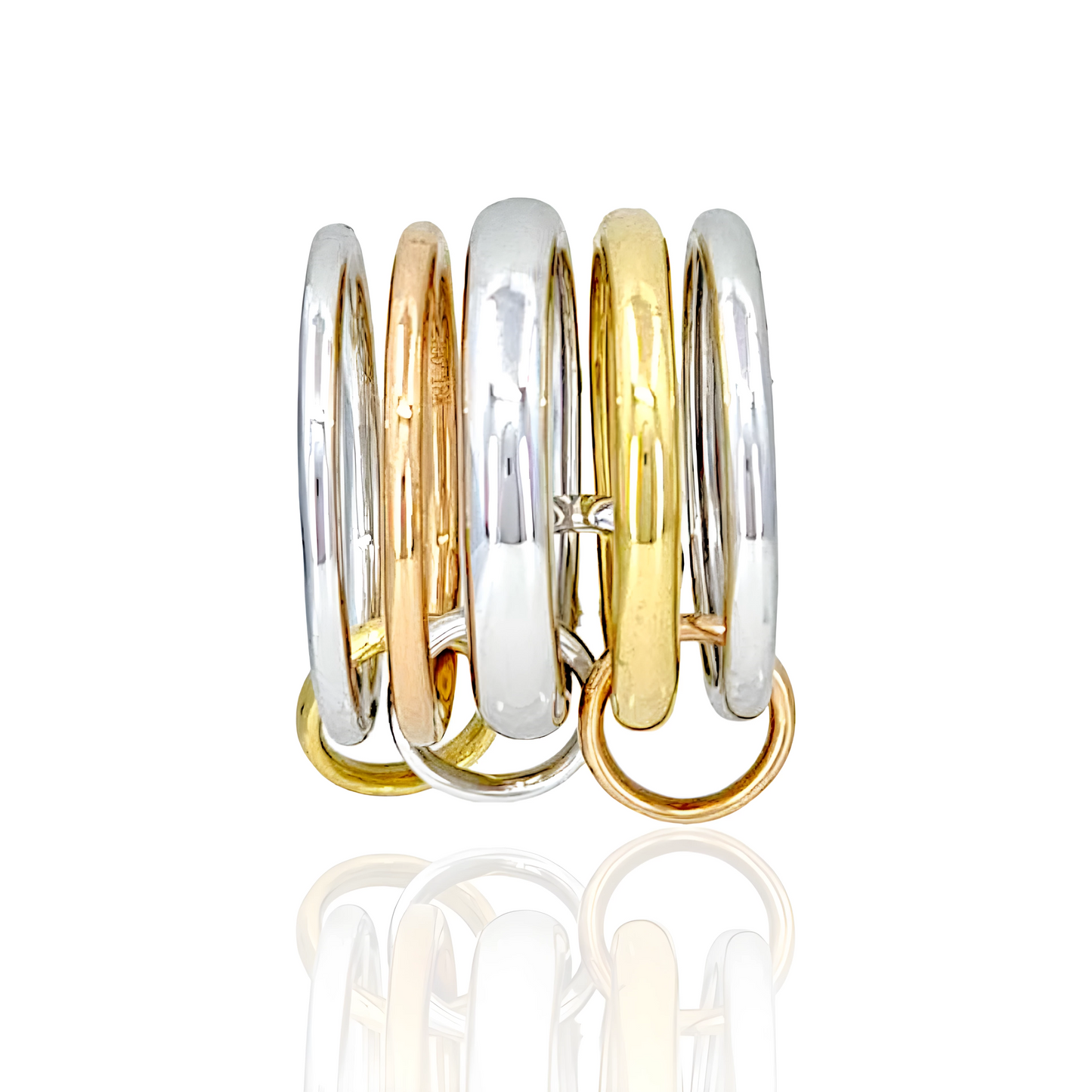 18K Mix Color Gold Quintuple Ring