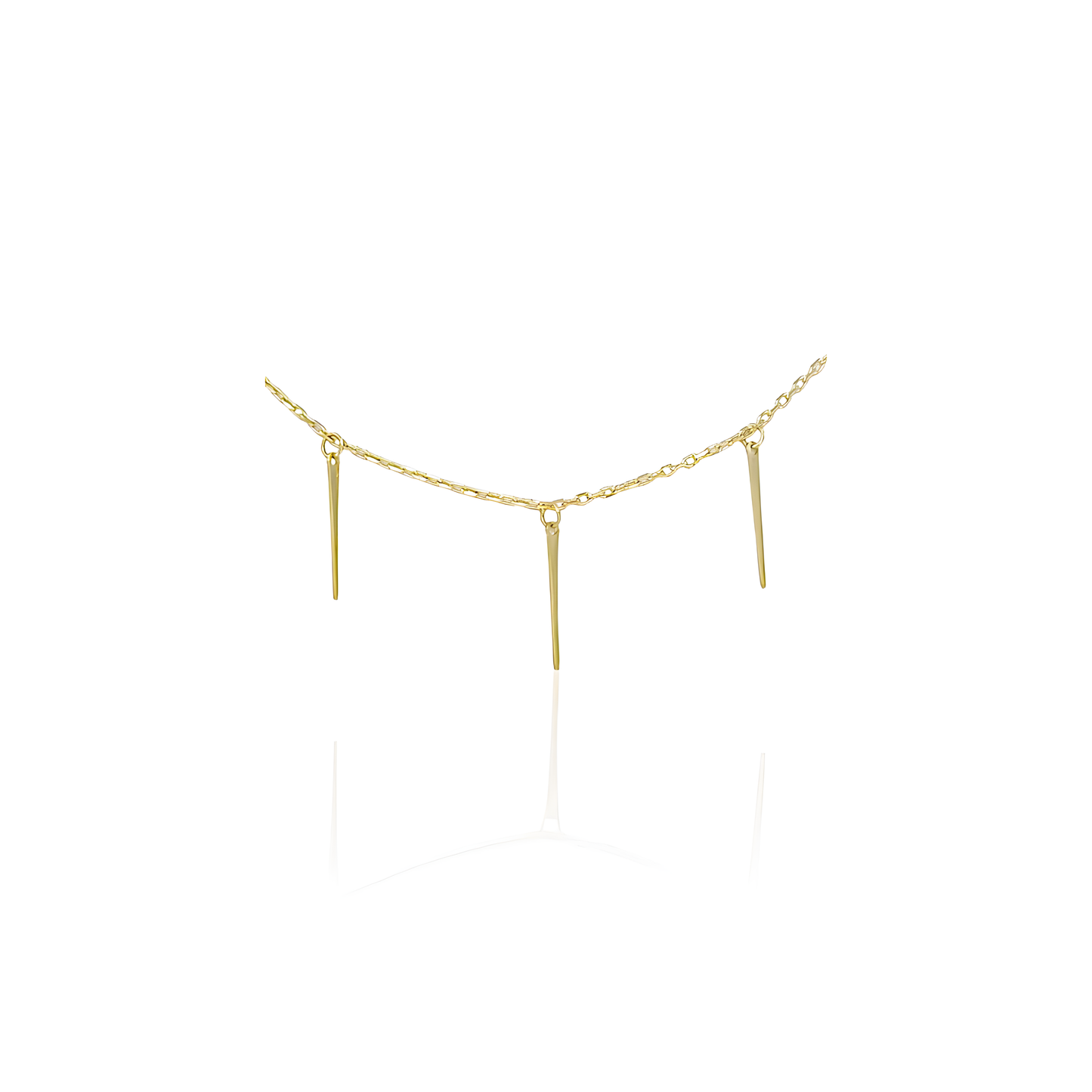 14K Gold Flat Needles Necklace