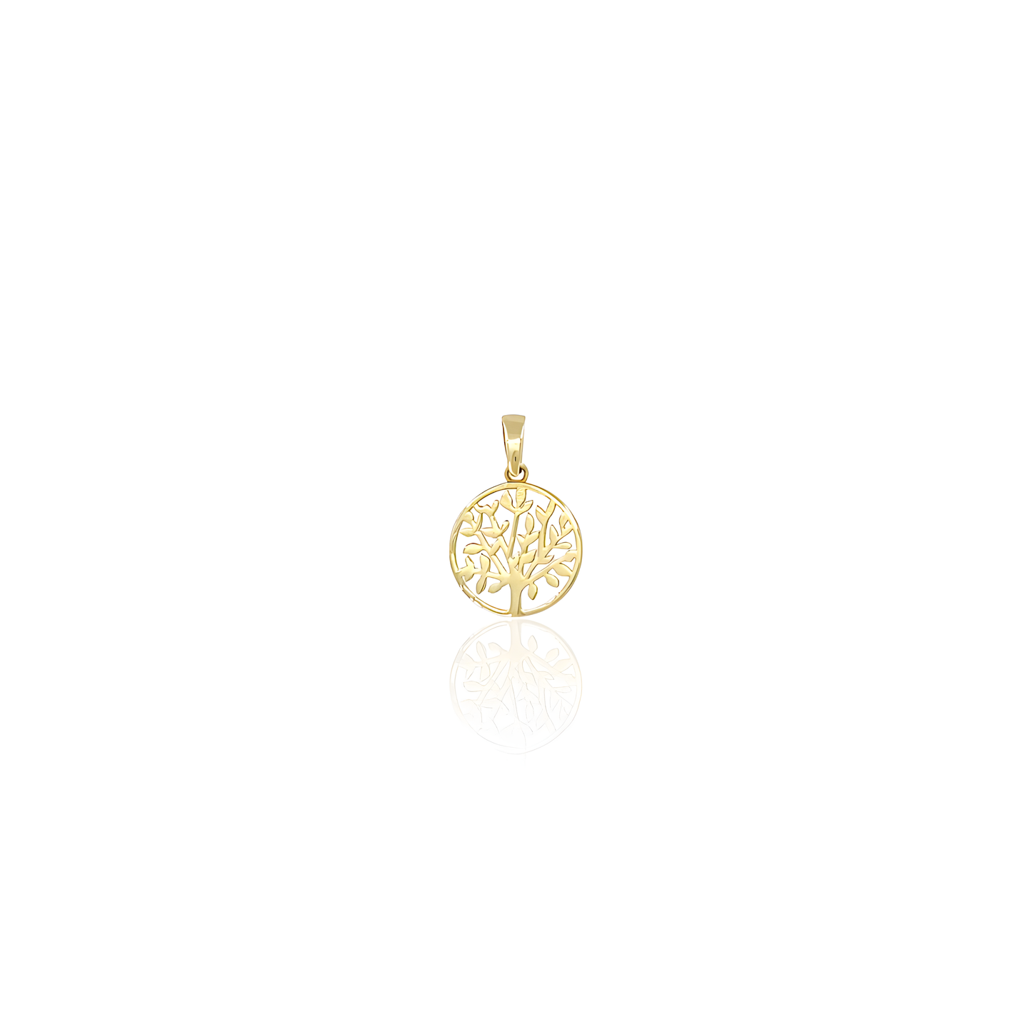 14K Gold Tree of Round Life Charm Pendant