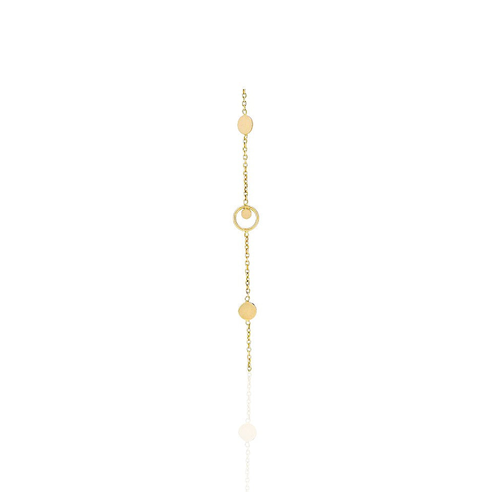 14K Gold Rounded Flat Disk Necklace