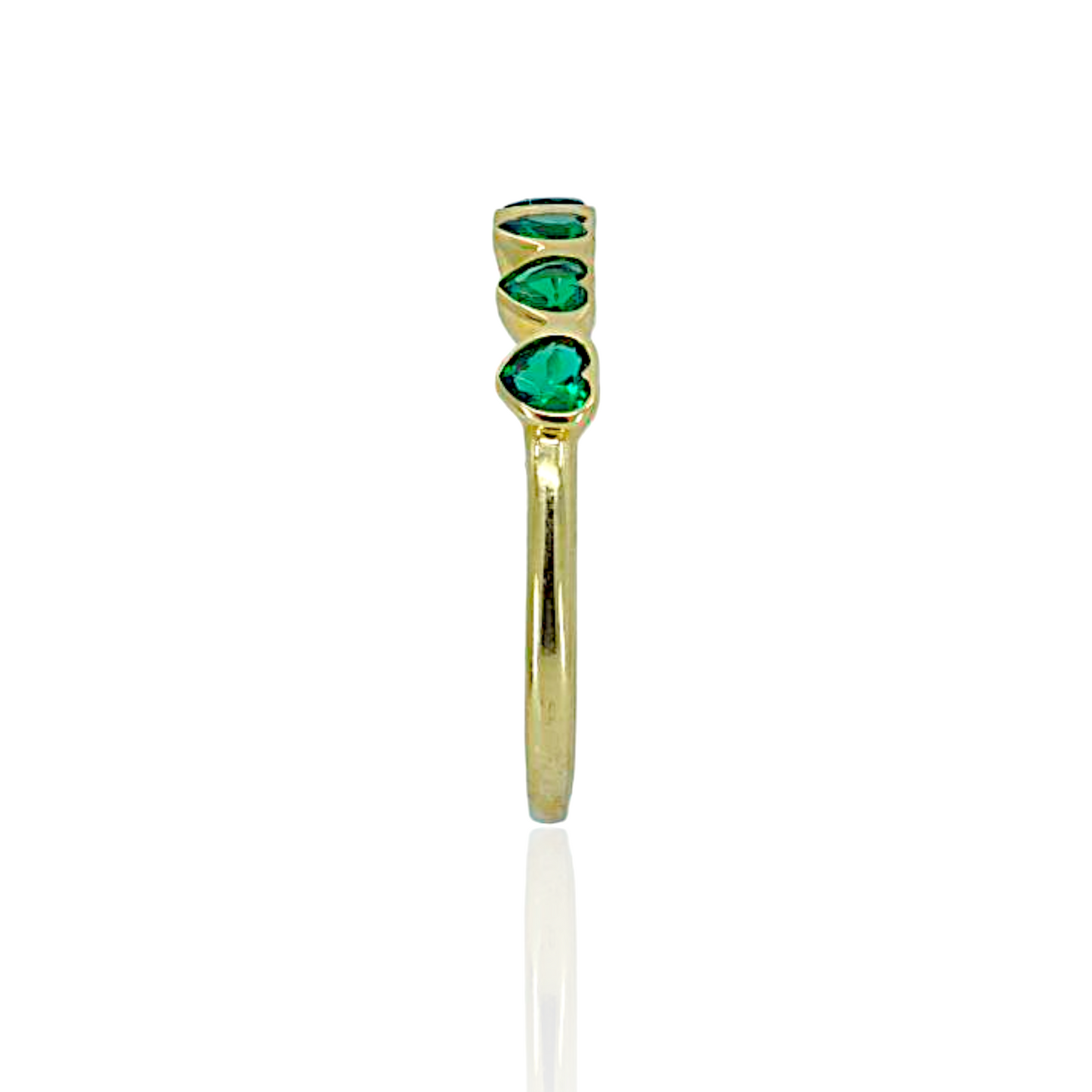 14K Gold Ring with Pretty Heart Stones