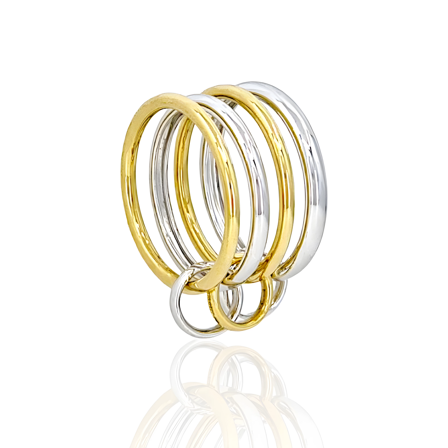 18K Mix Color Gold Quadruple Ring