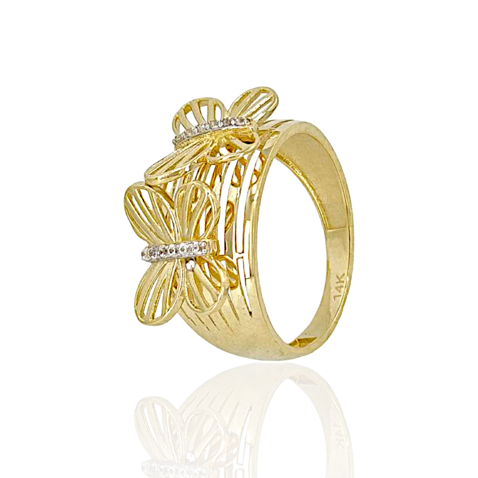 14K Gold Butterfly Ring