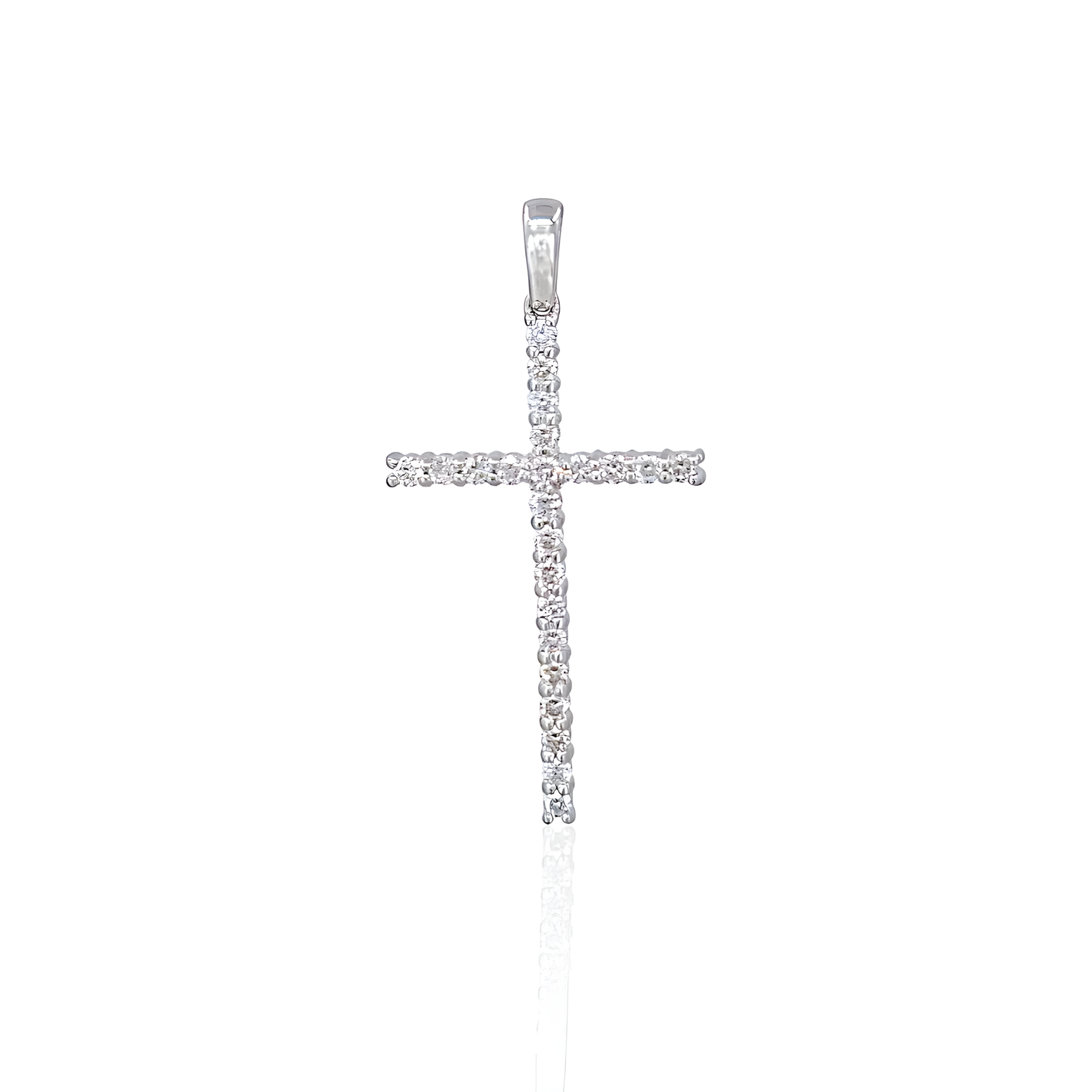 14K Gold Cross With Natural Diamonds