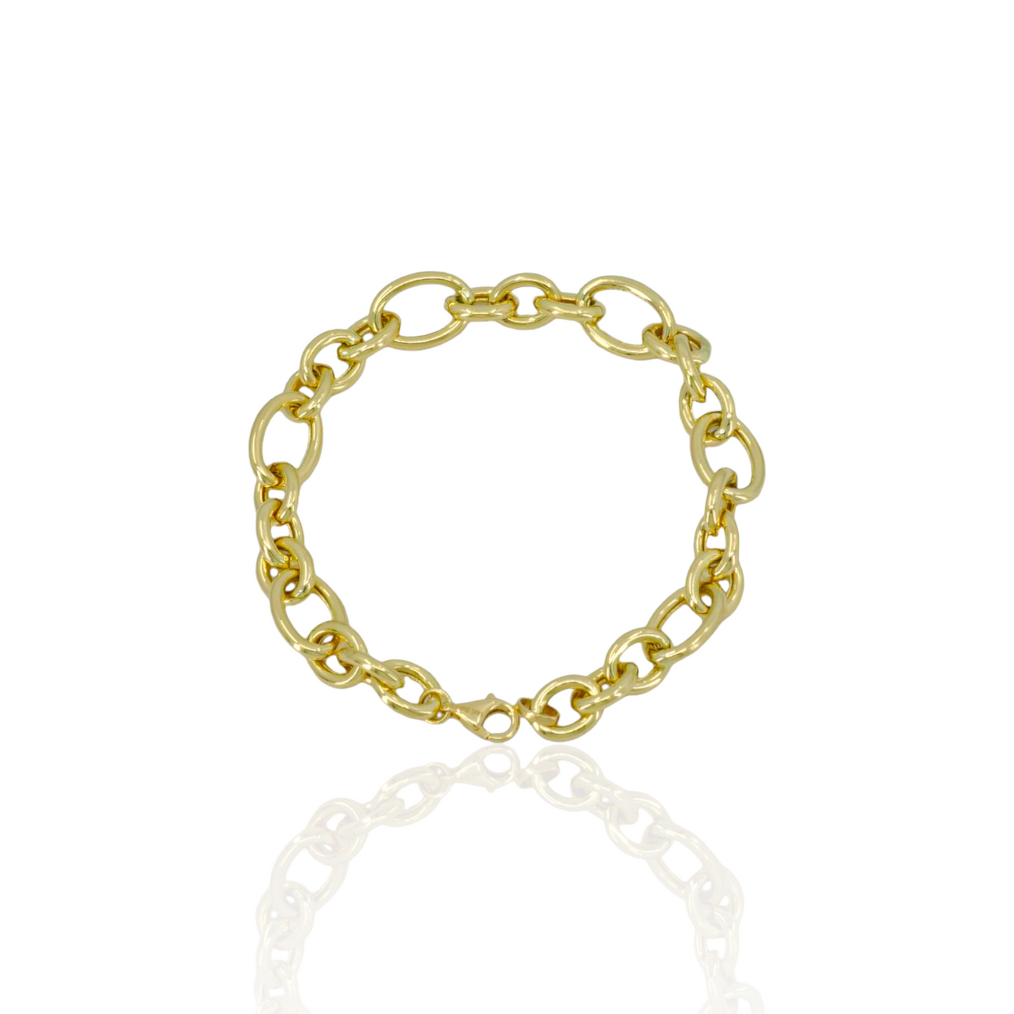 14K Gold Oval Linked Bracelet