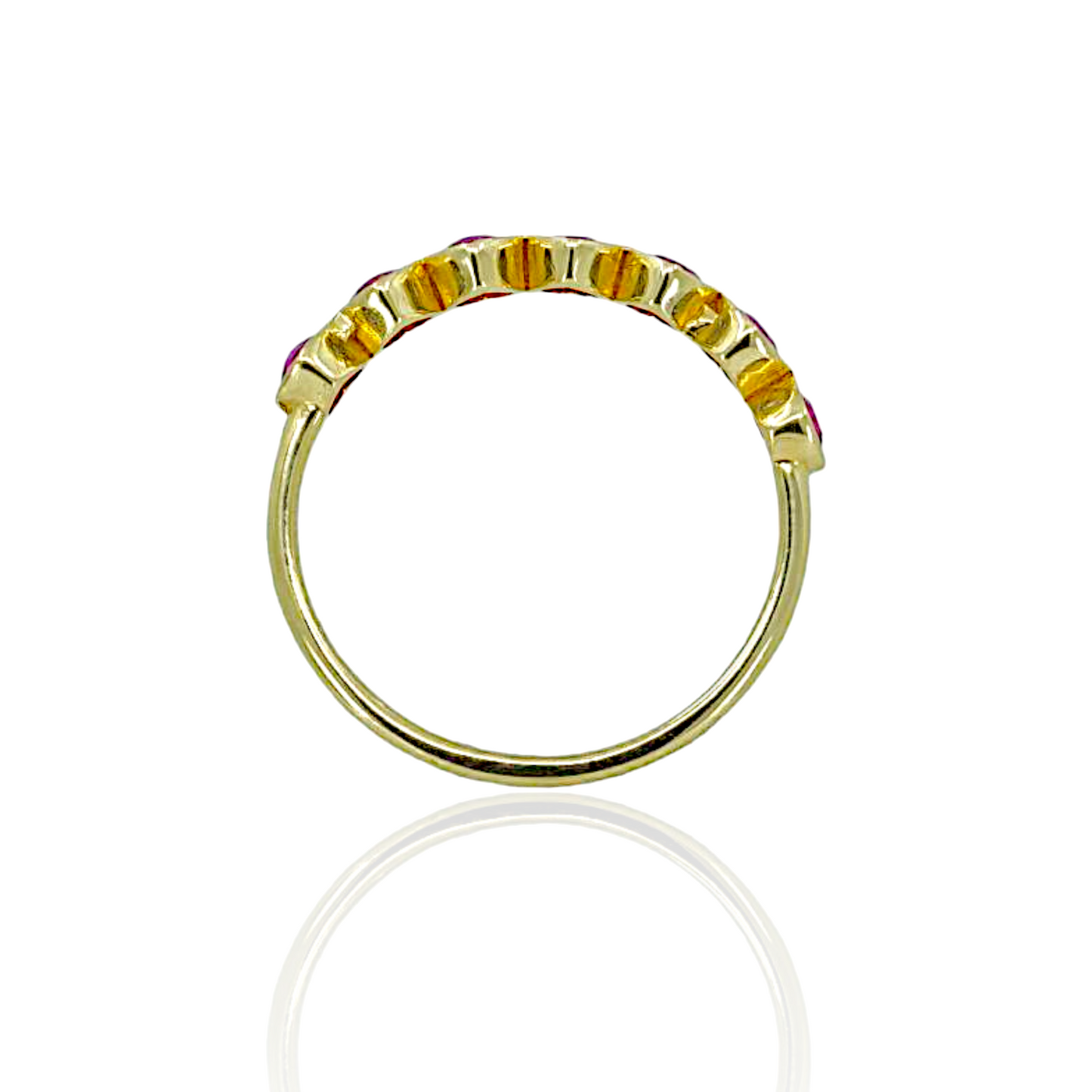 14K Gold Ring with Pretty Heart Stones