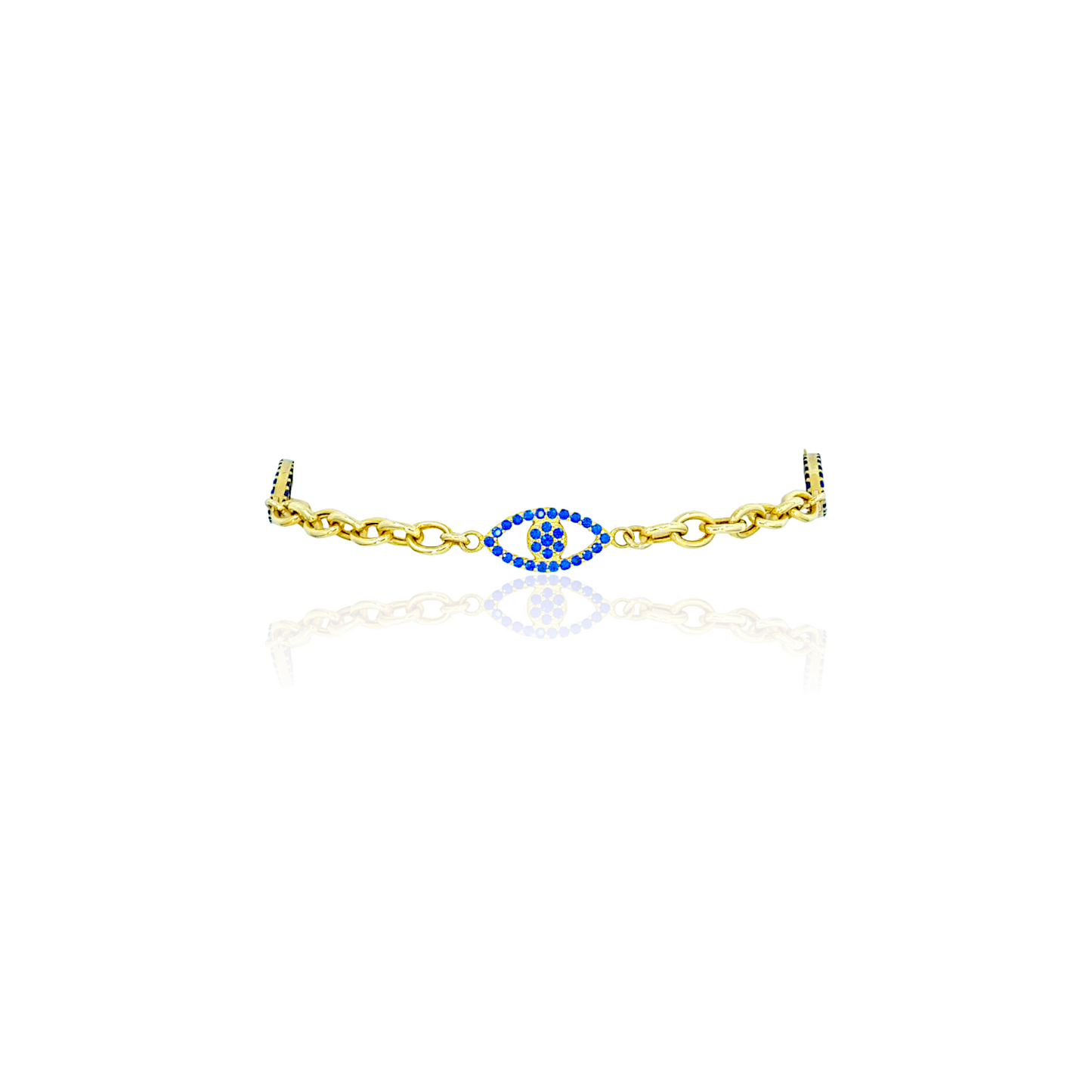 14K Gold Evil Eye Bracelet with Topaz