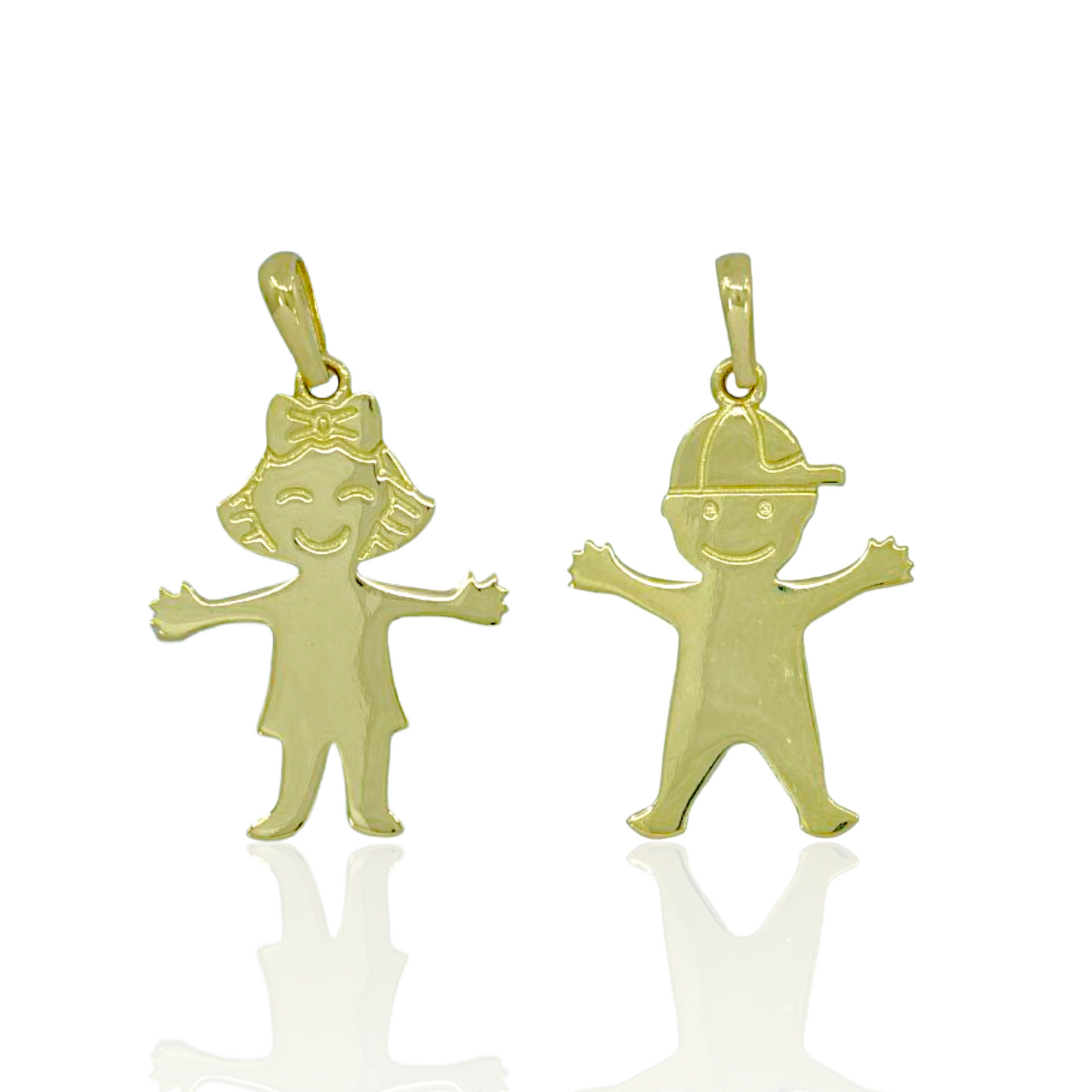 14K Gold Boy and Girl Pendants