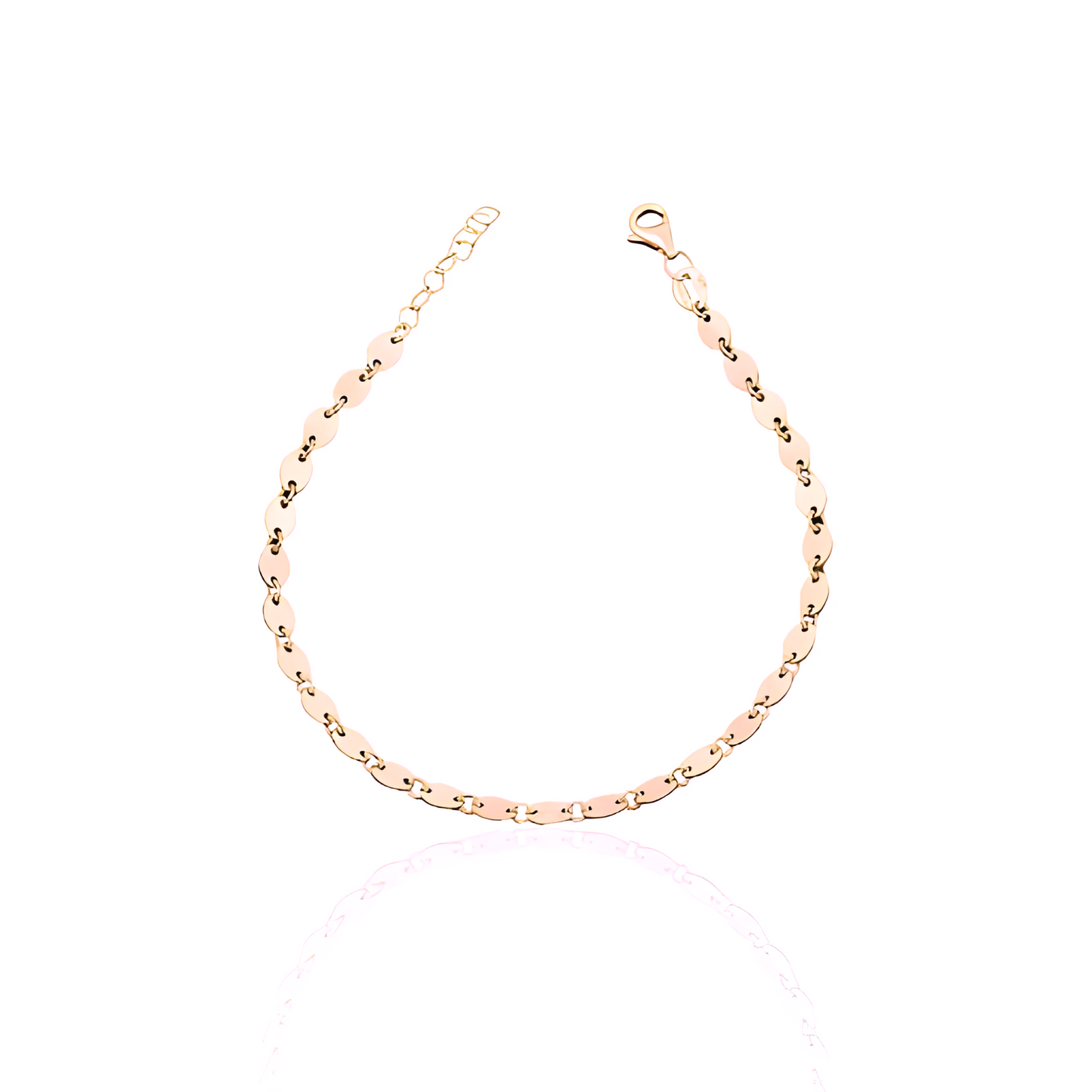 14k Solid Gold Oval Flat Coin Bracelet