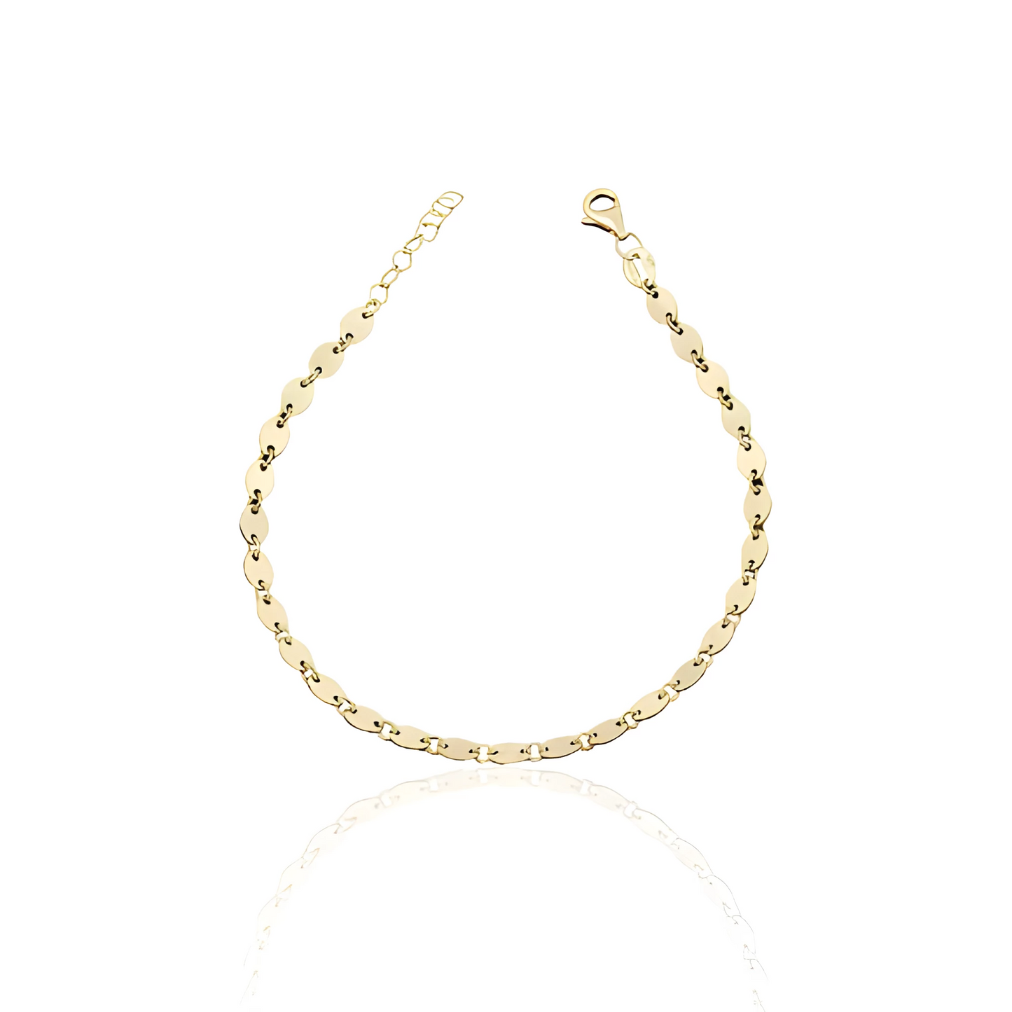 14k Solid Gold Oval Flat Coin Bracelet