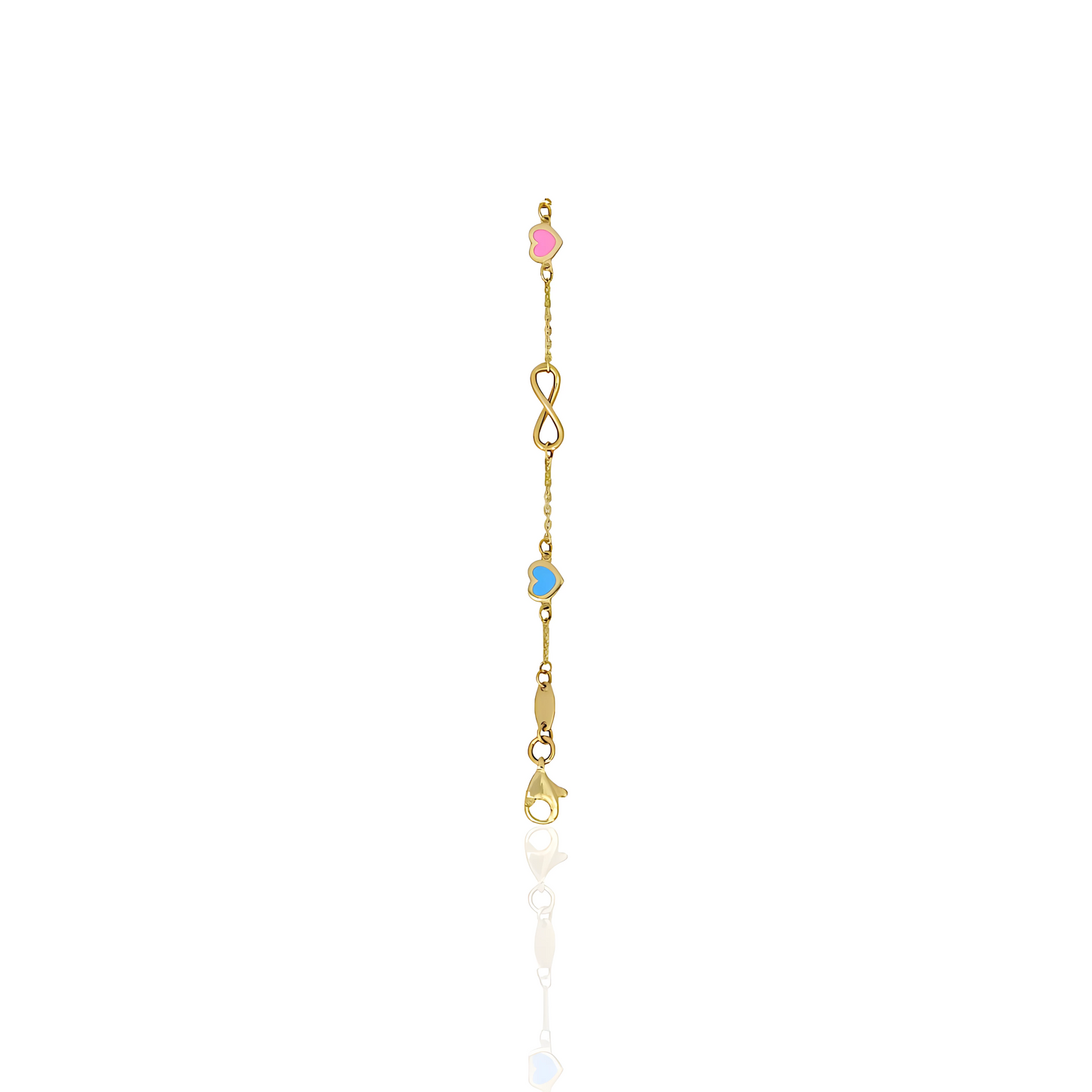 14K Gold Enamel Heart Bracelet