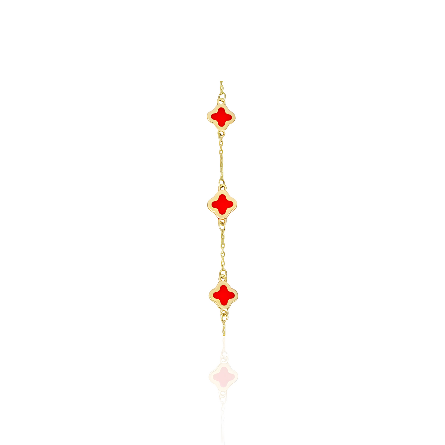 14K Gold Enamel Flower Bracelet