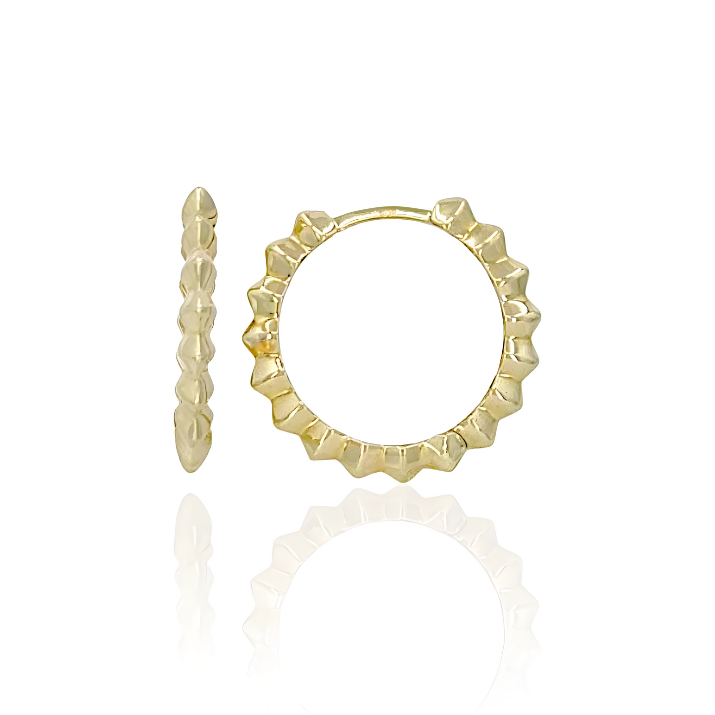 14K Gold Star Shaped Hoop Earrings