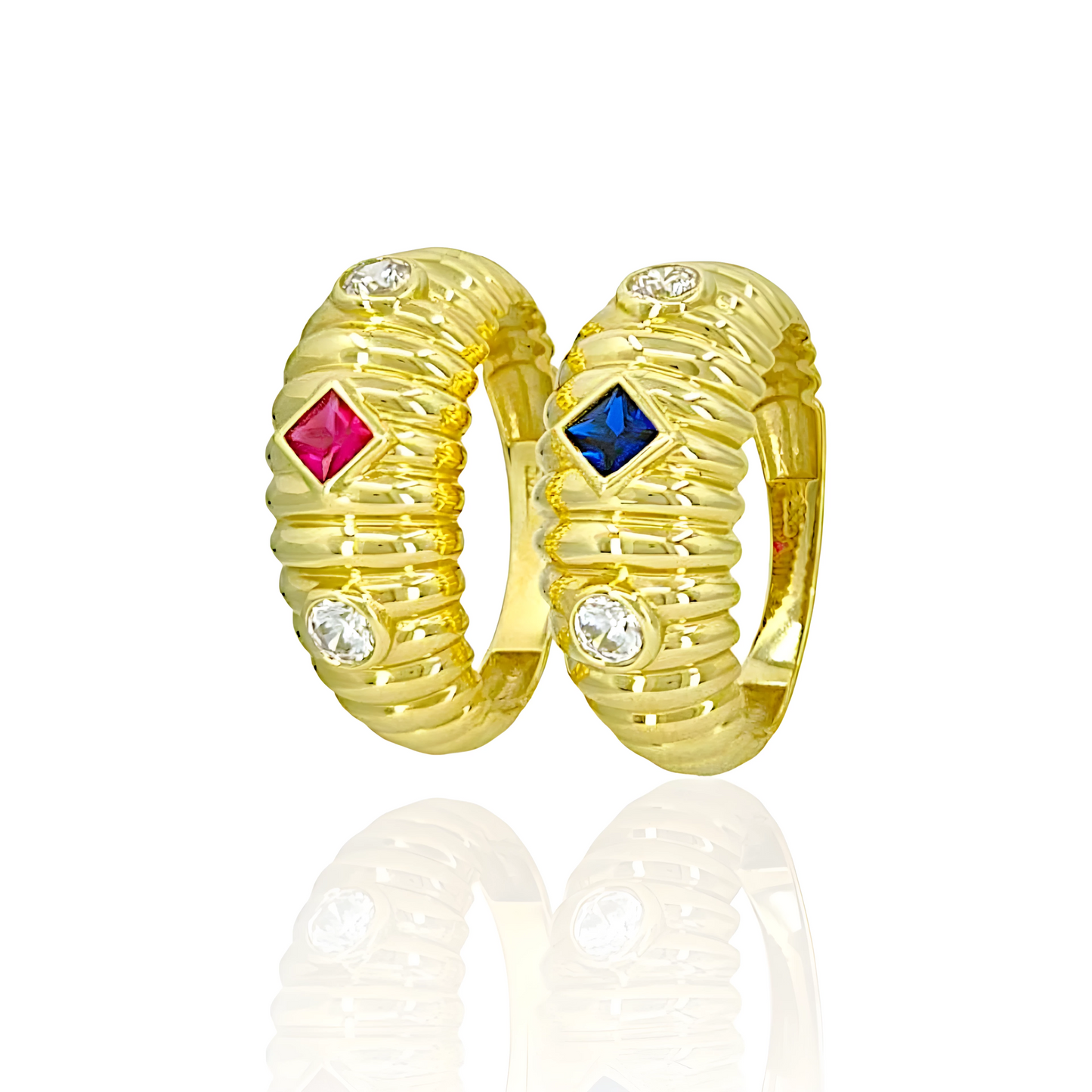 14K Gold Shell Ring with Topazes