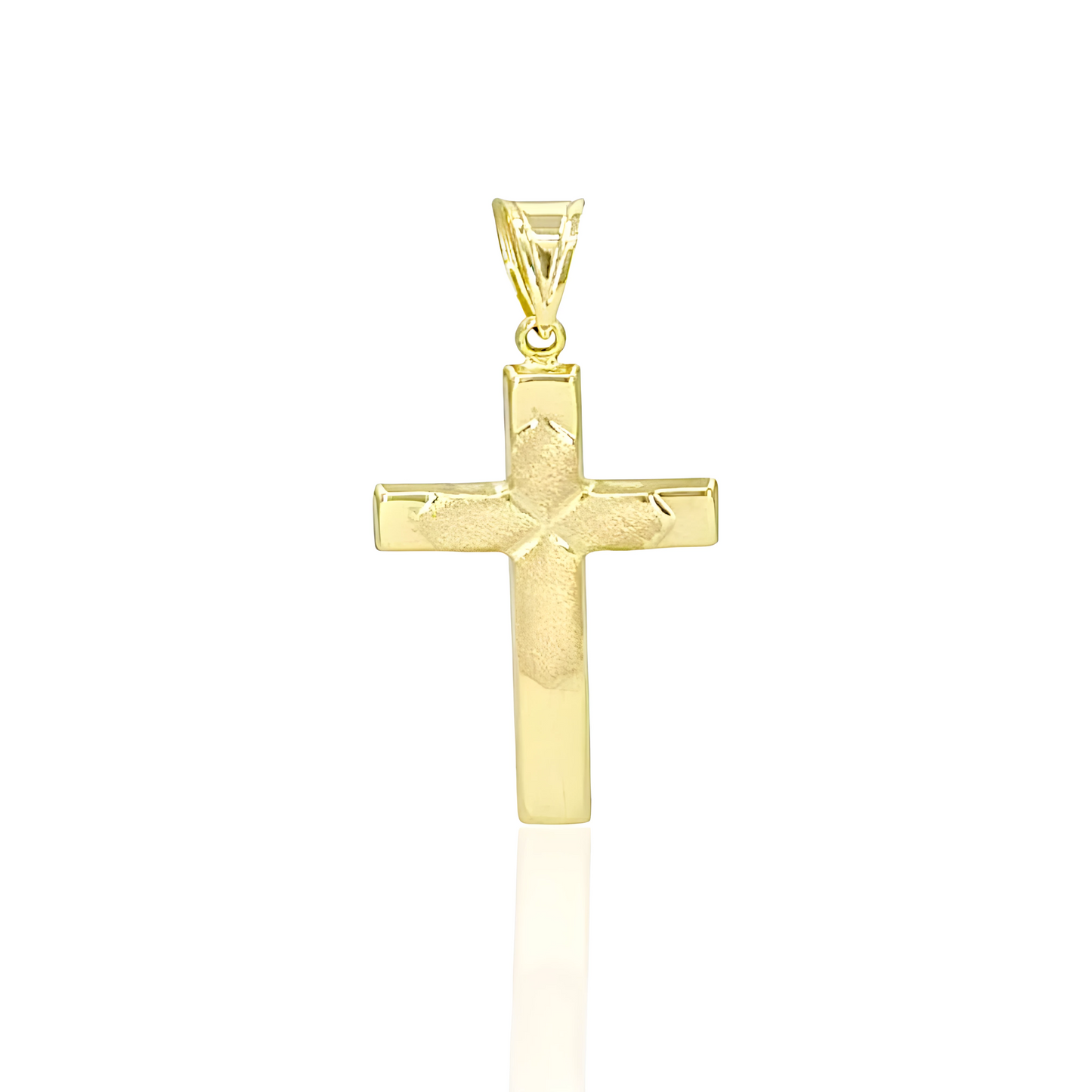 14K Gold Cross Pendant with Satin Engraving