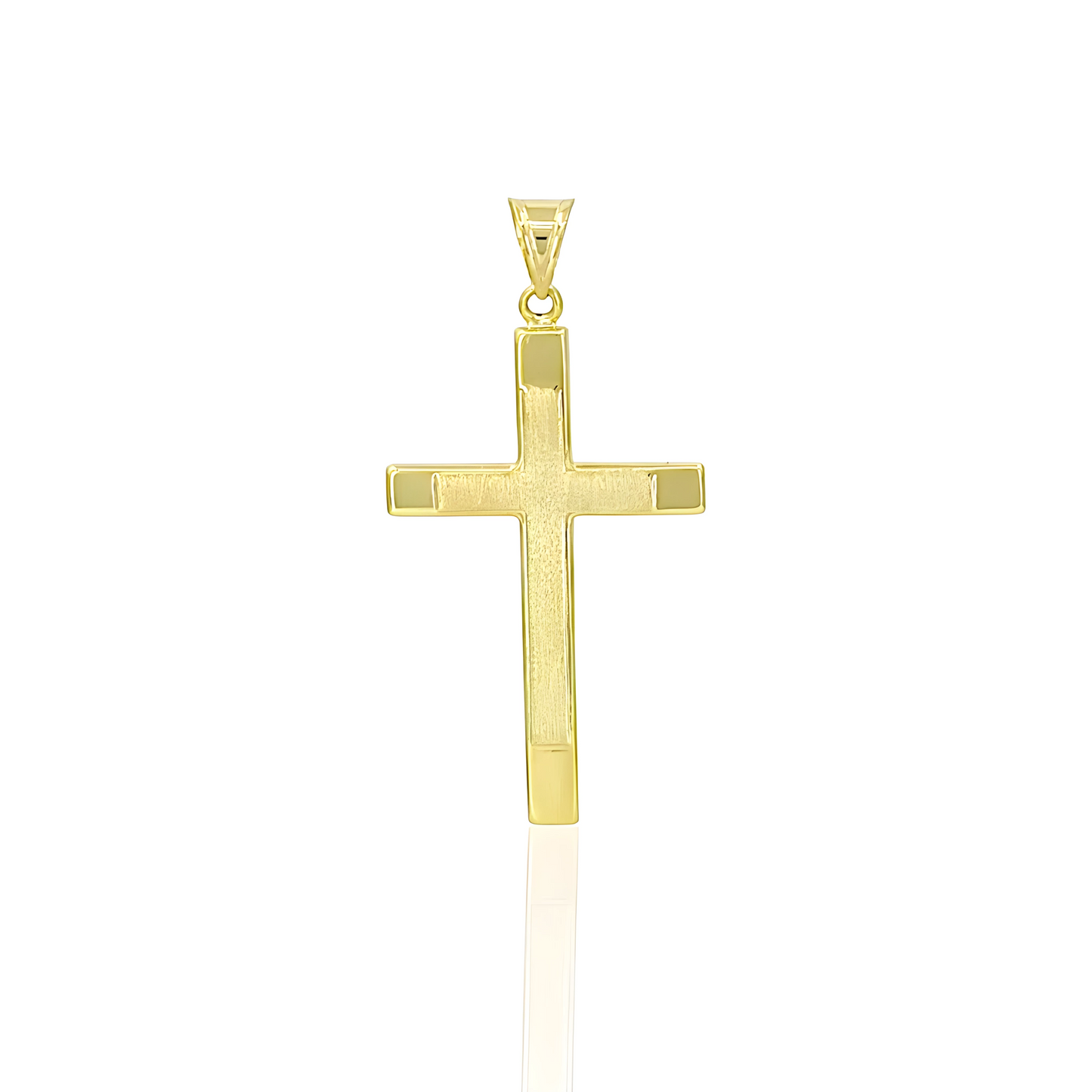 14K Gold Cross Pendant with Satin Engraving